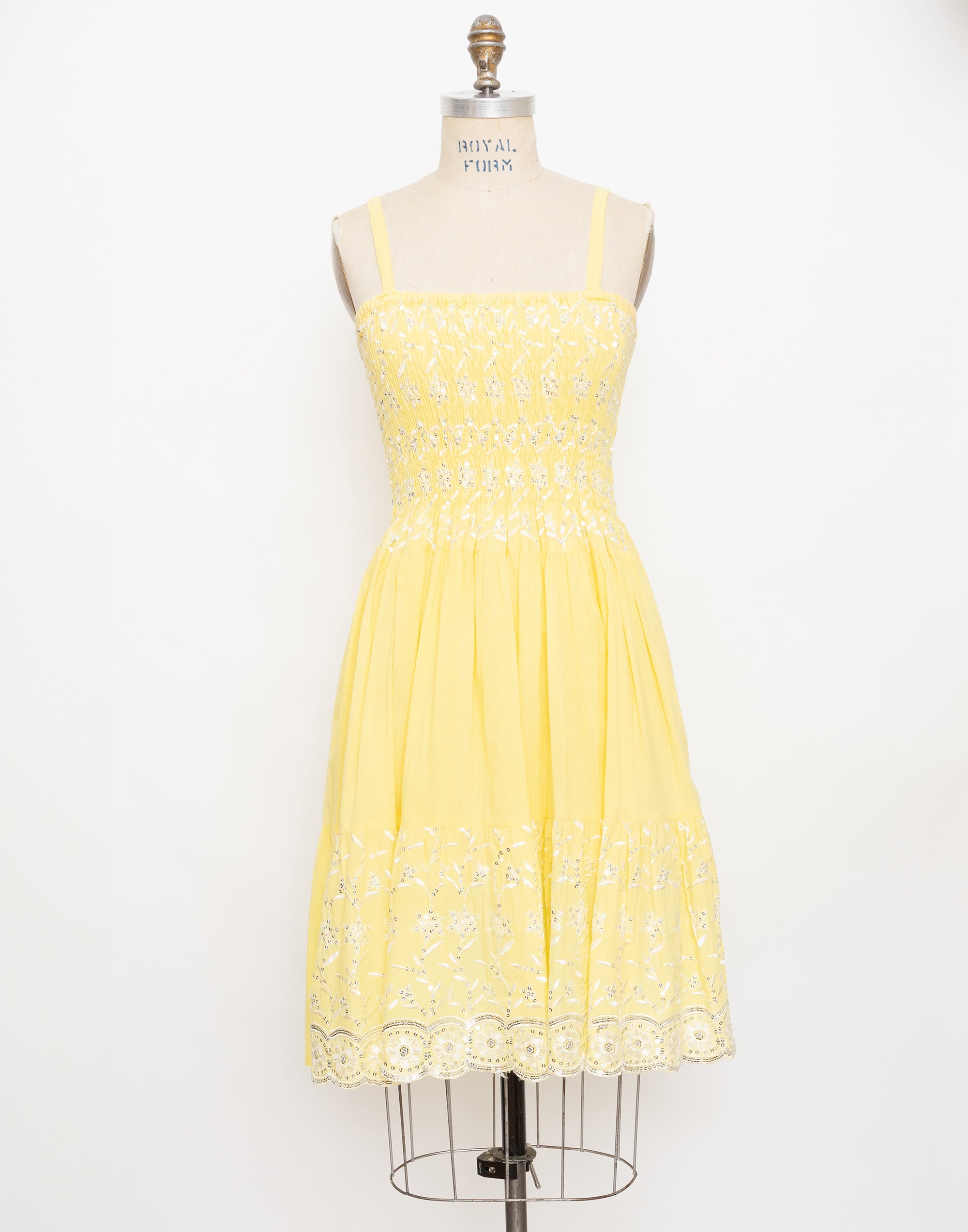 90s yellow and silver sequin dress