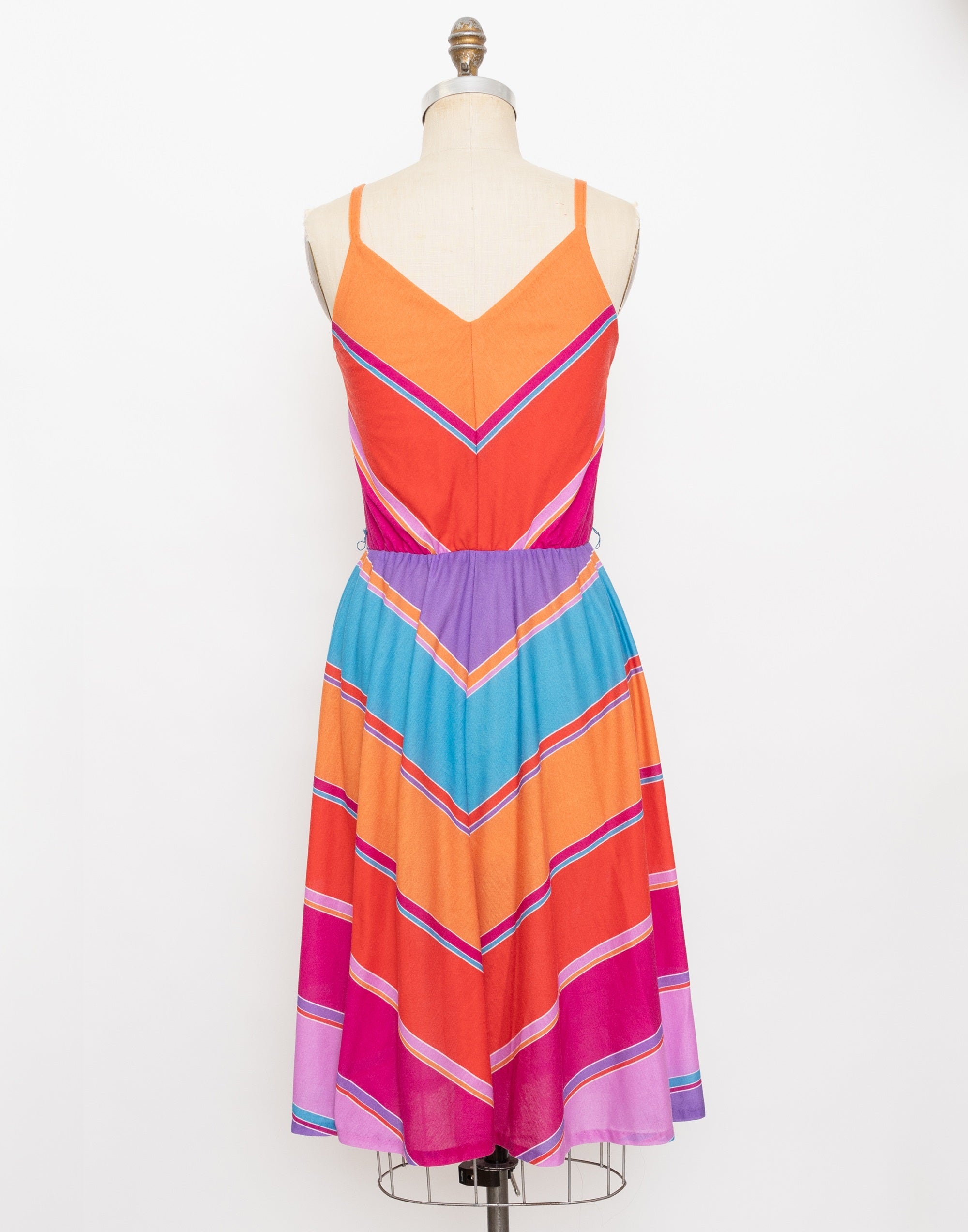 80s orange and red chevron stripe dress