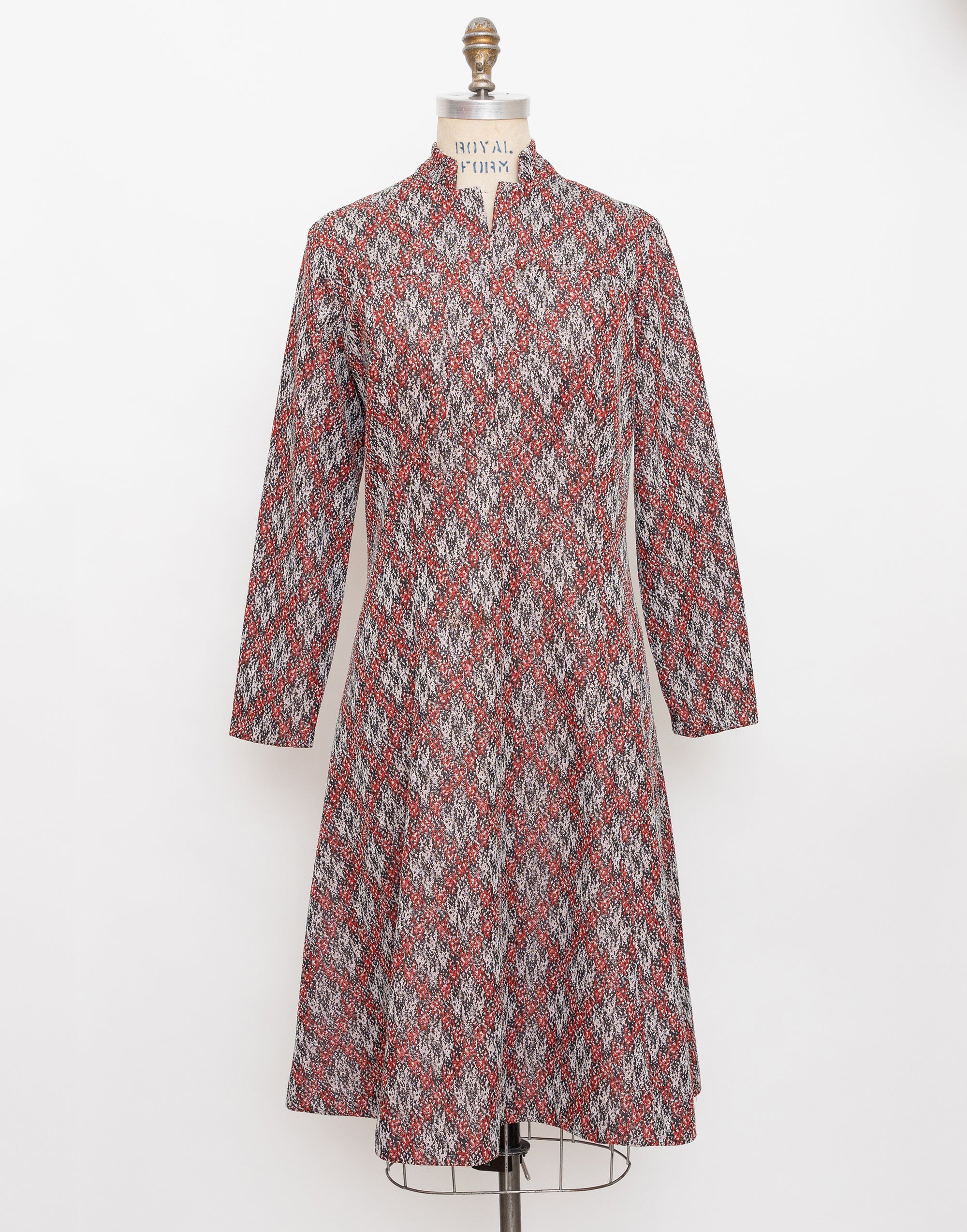 70s metallic knit long sleeve dress