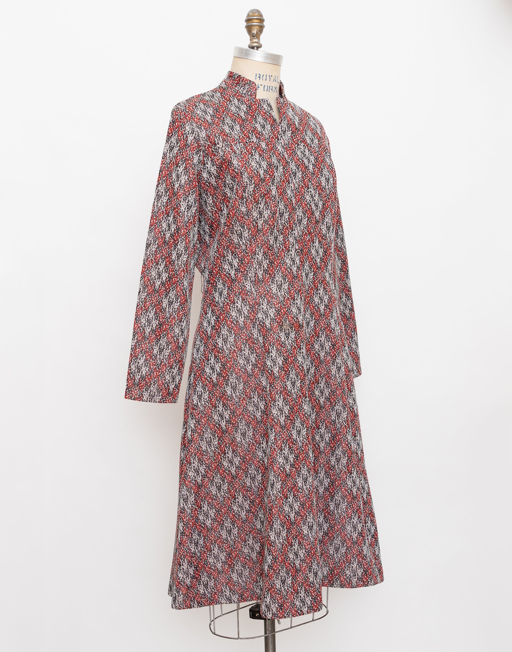 70s metallic knit long sleeve dress