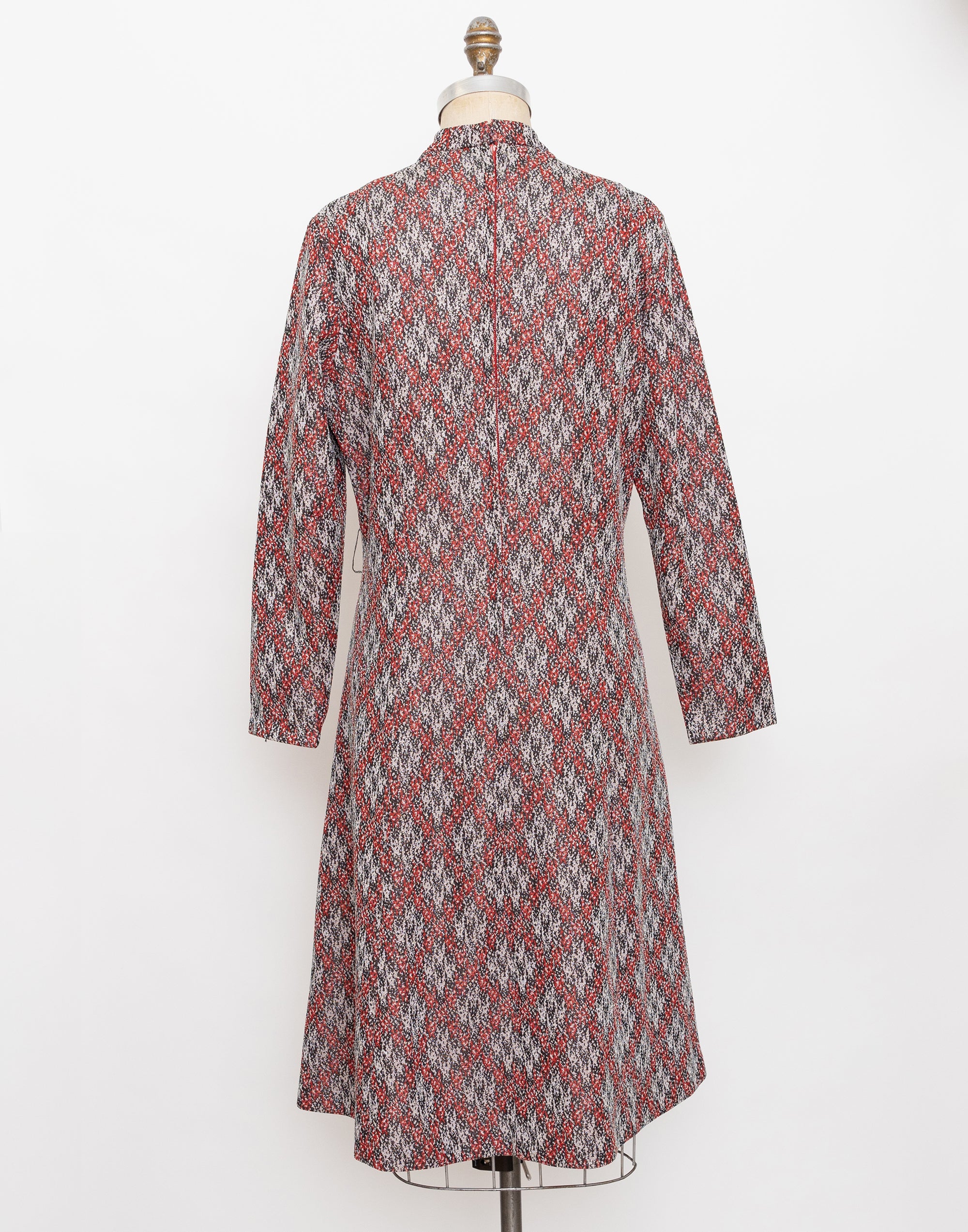 70s metallic knit long sleeve dress