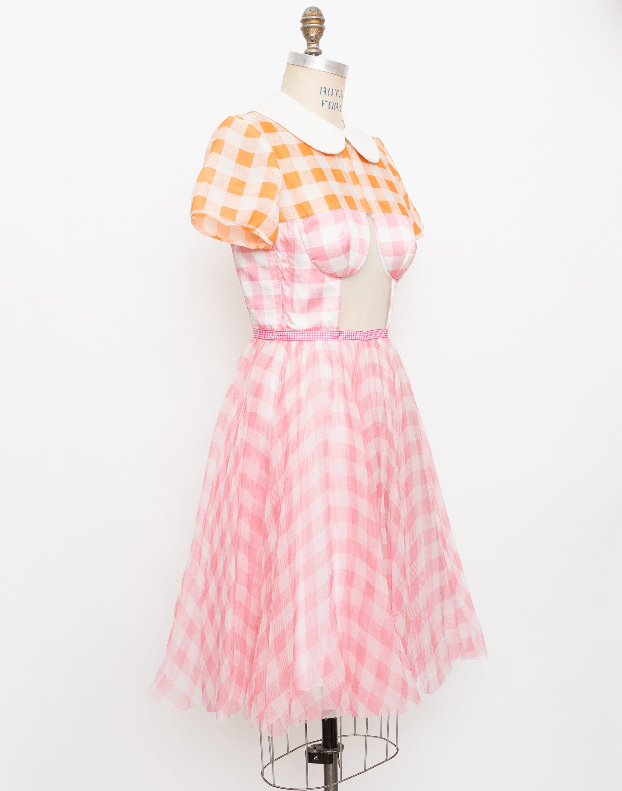 Y2K pink and orange gingham dress