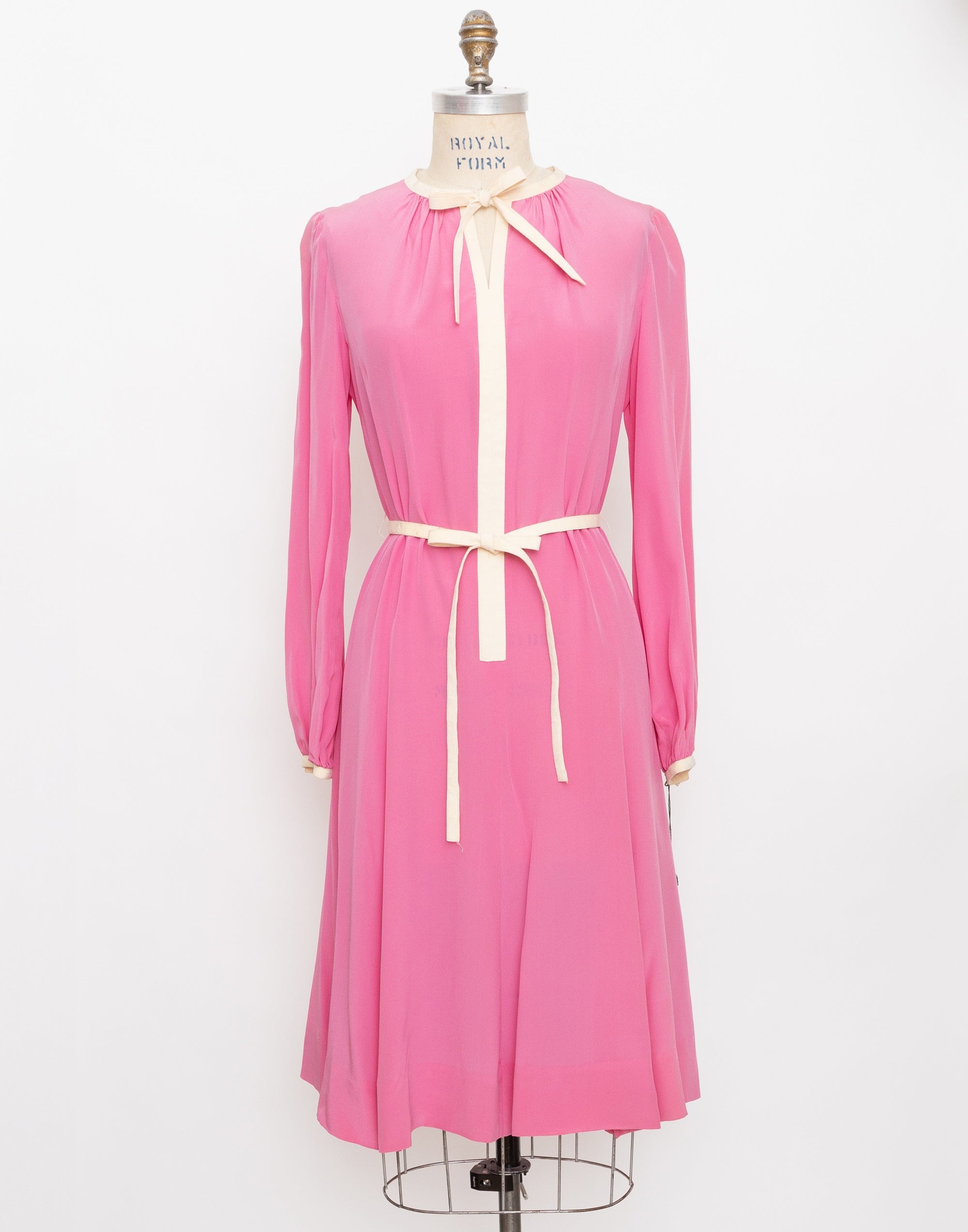 60s robert leonard pink long sleeve dress