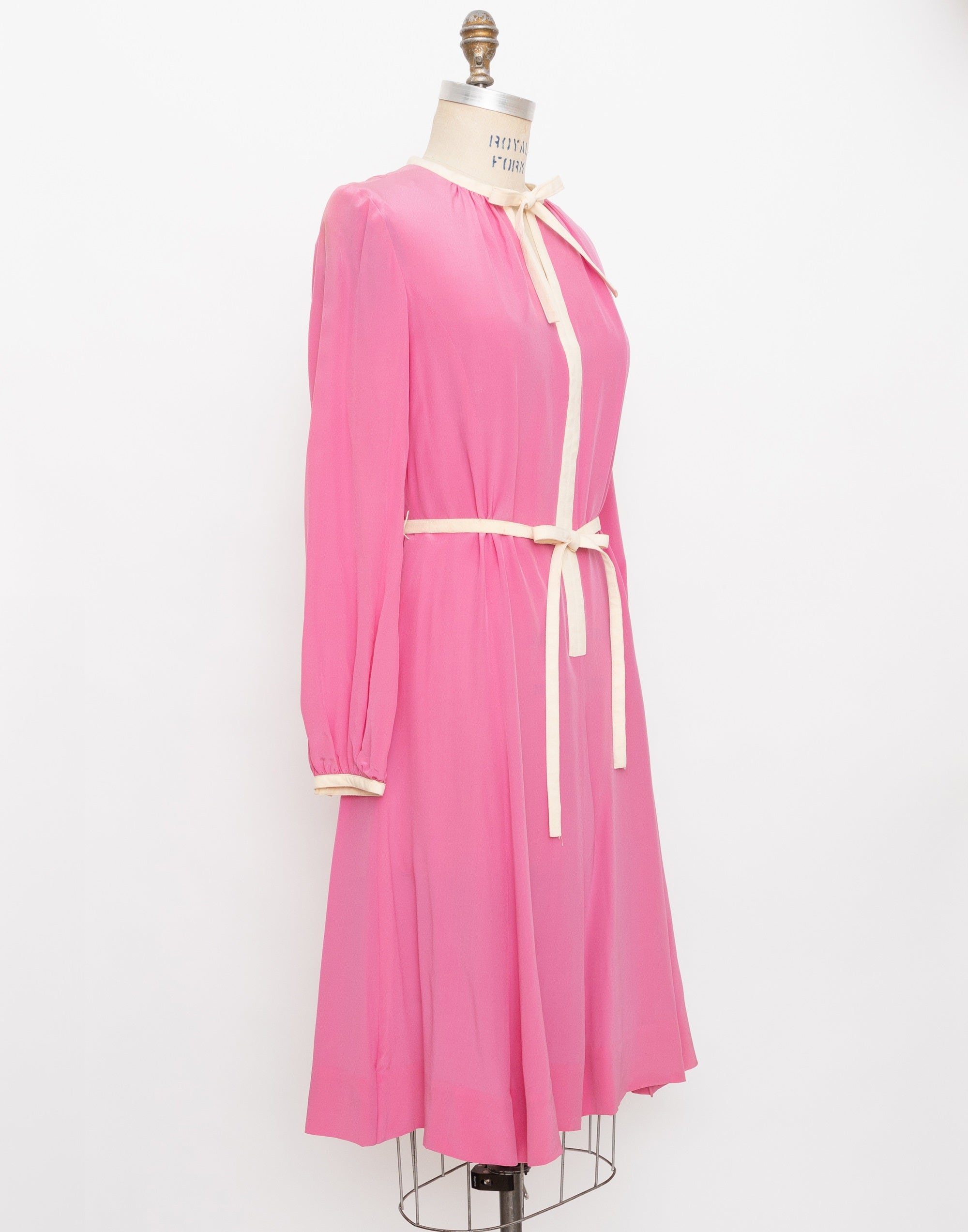 60s robert leonard pink long sleeve dress