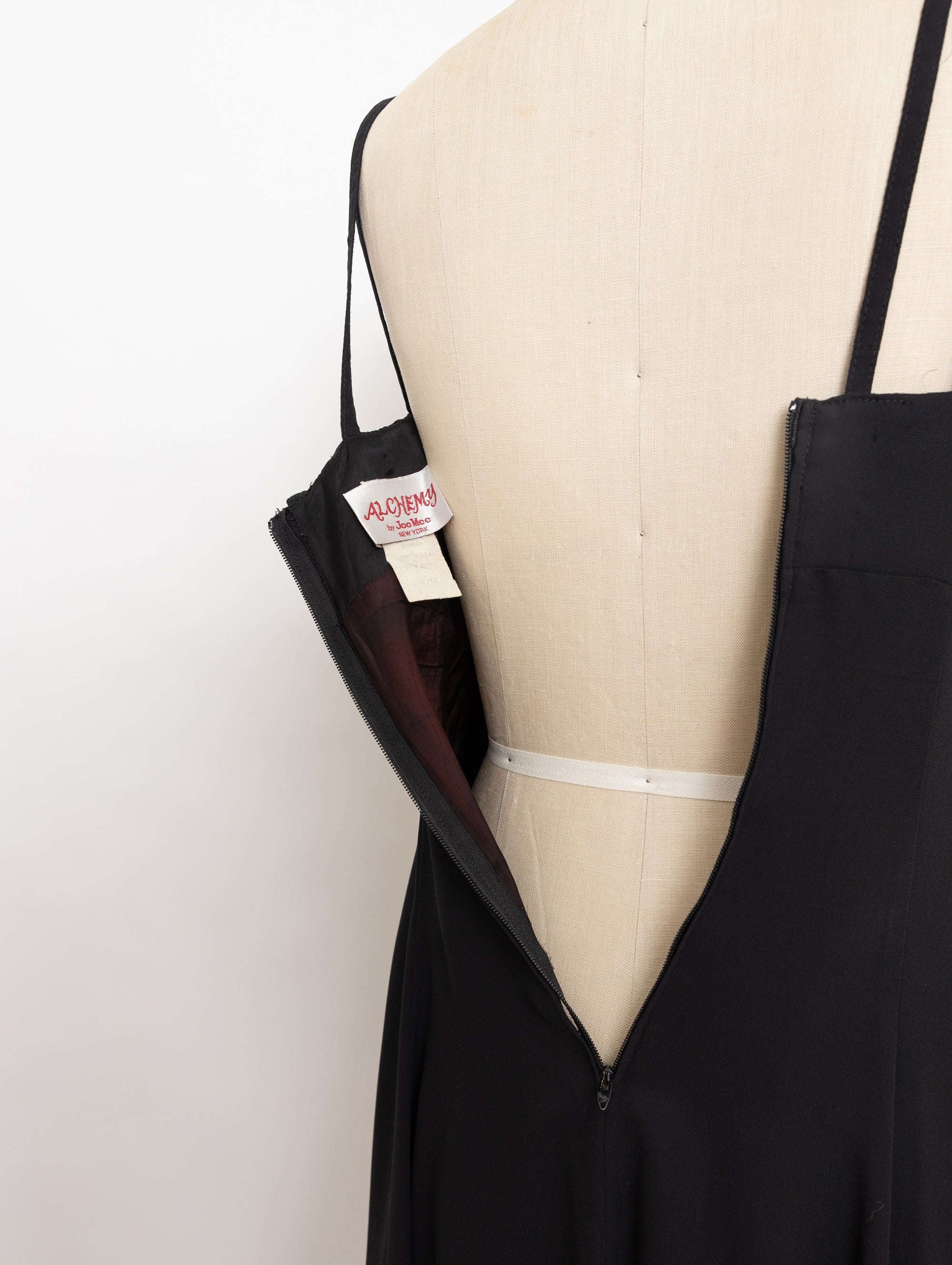 90s black strappy shoulder v neck dress