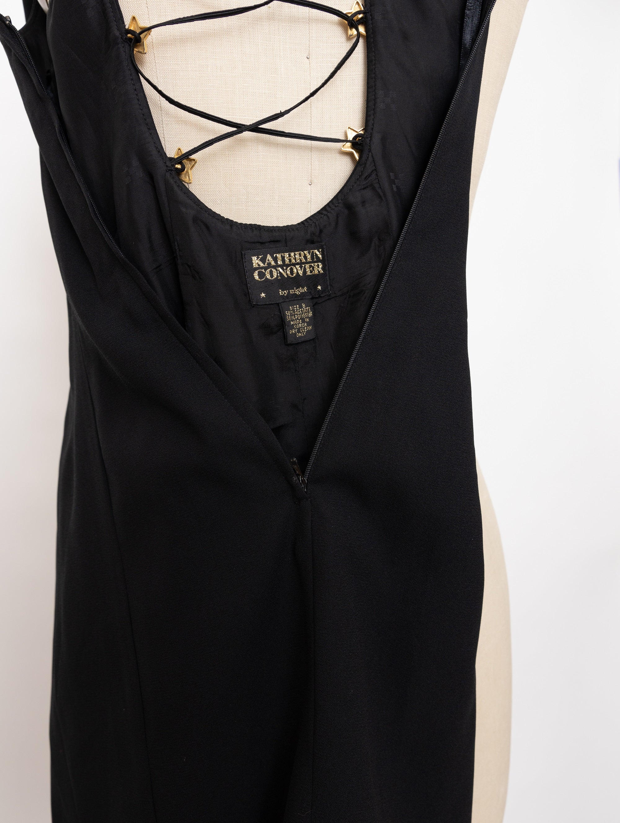 90s kathryn conover black and gold star dress