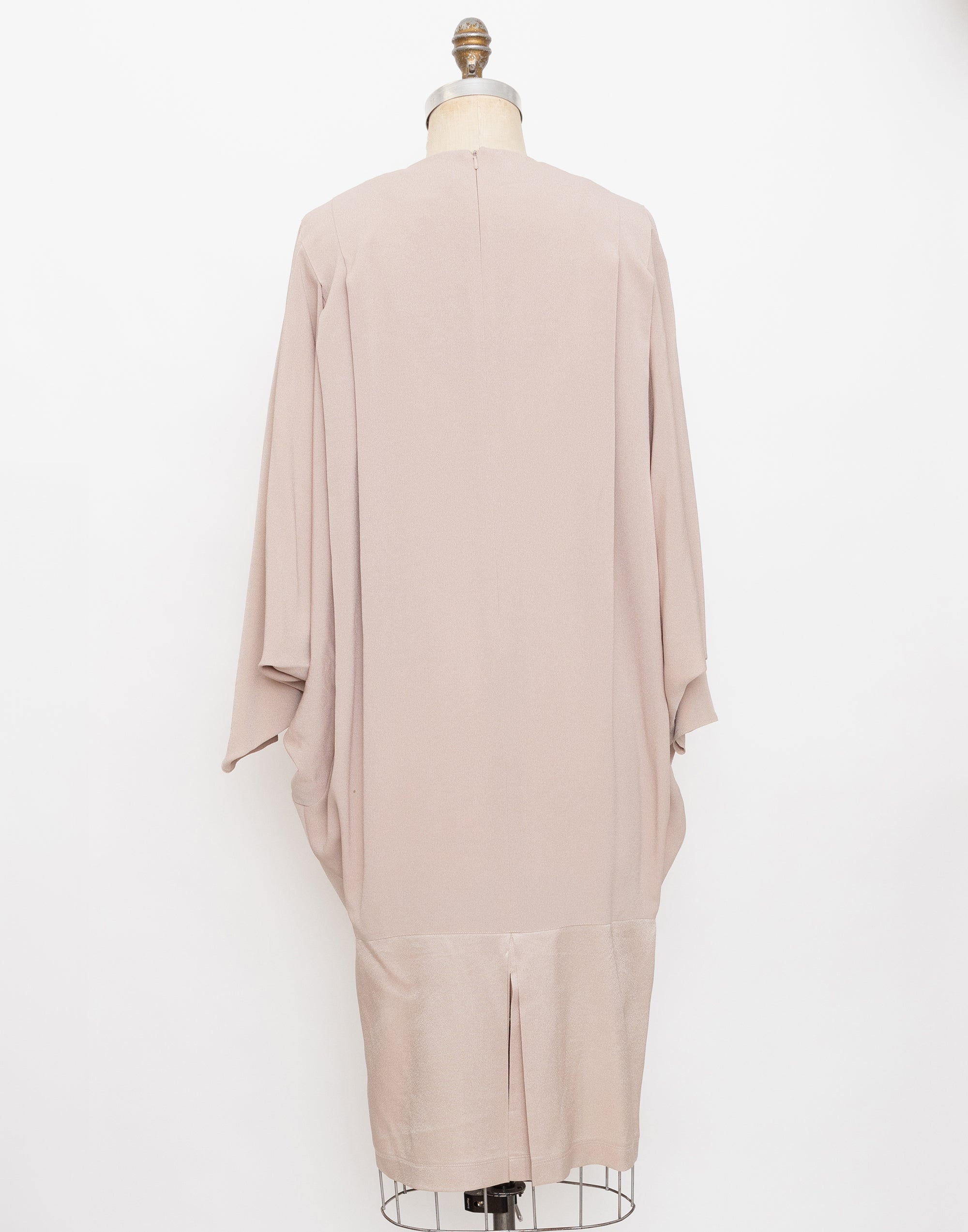 80s dusty beige drop waist batwing dress