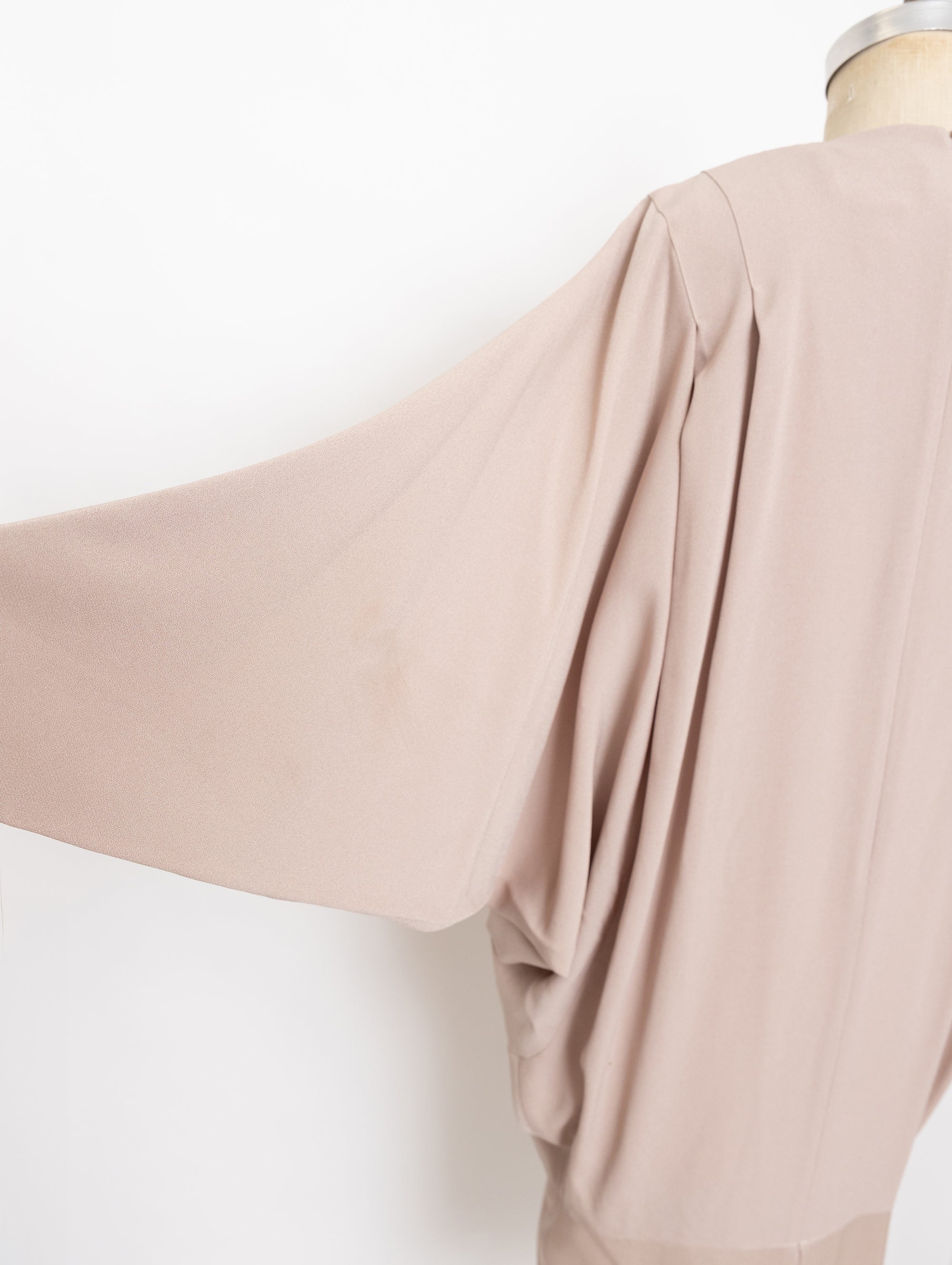 80s dusty beige drop waist batwing dress