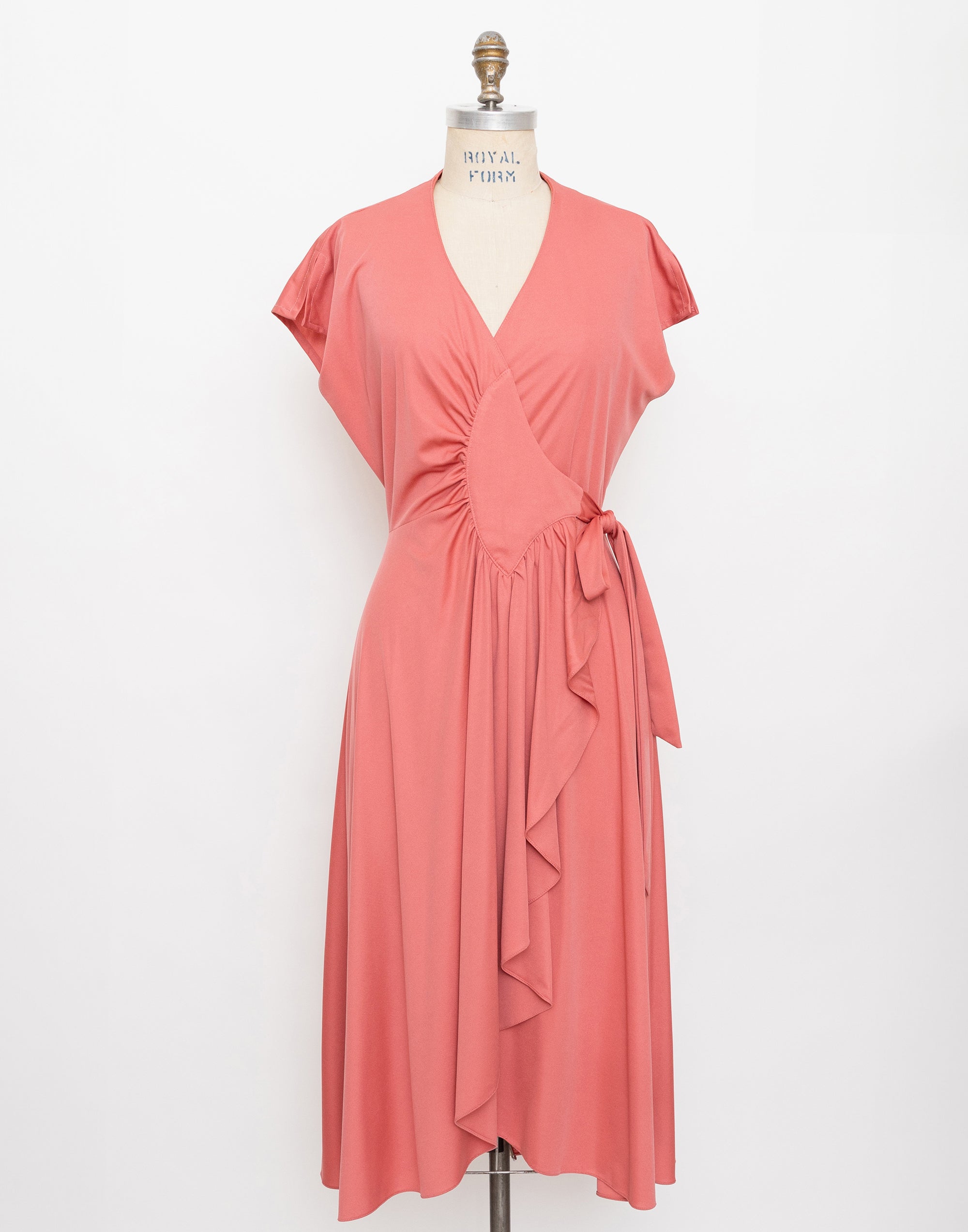 70s jody t dark pink wrap dress