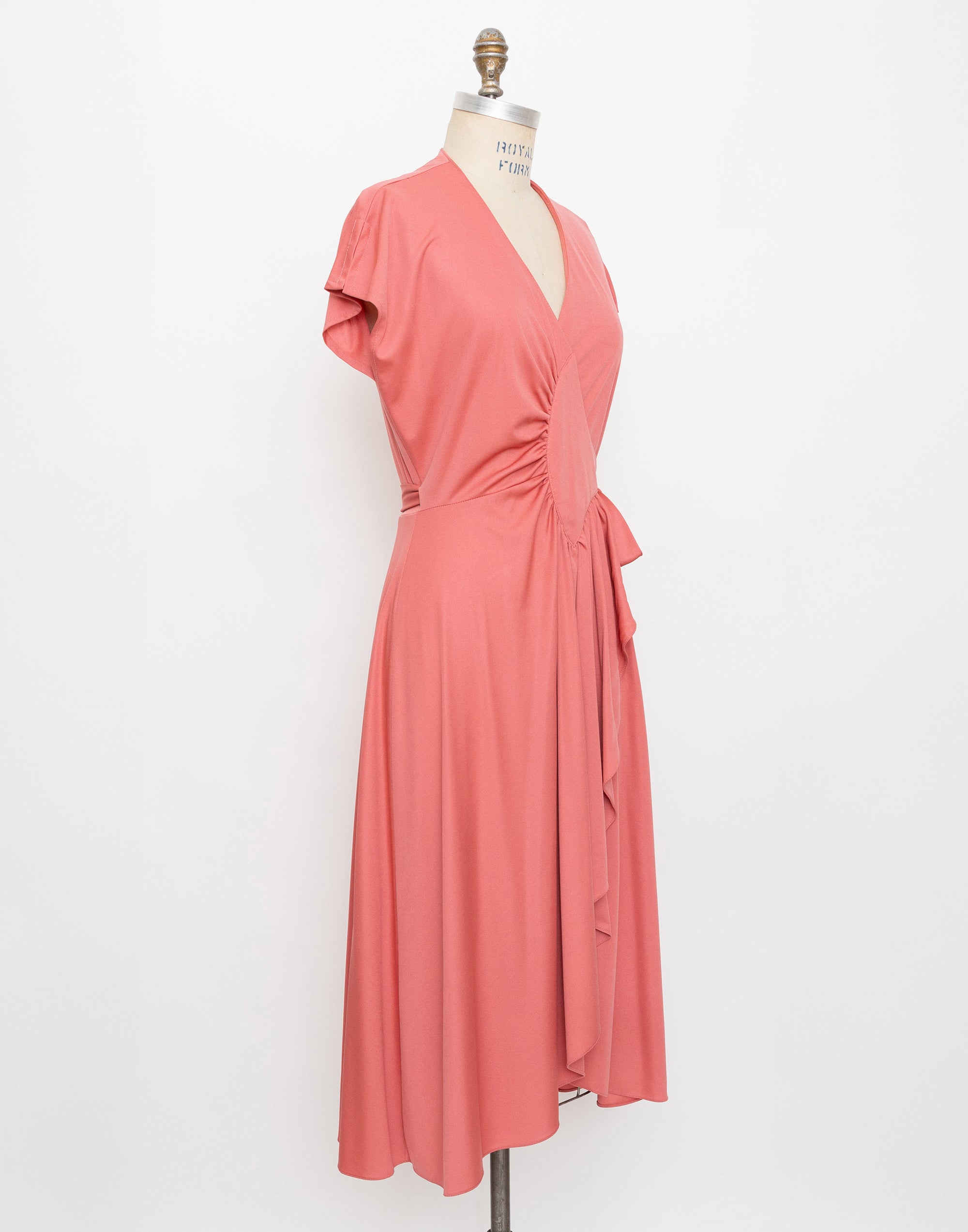 70s jody t dark pink wrap dress