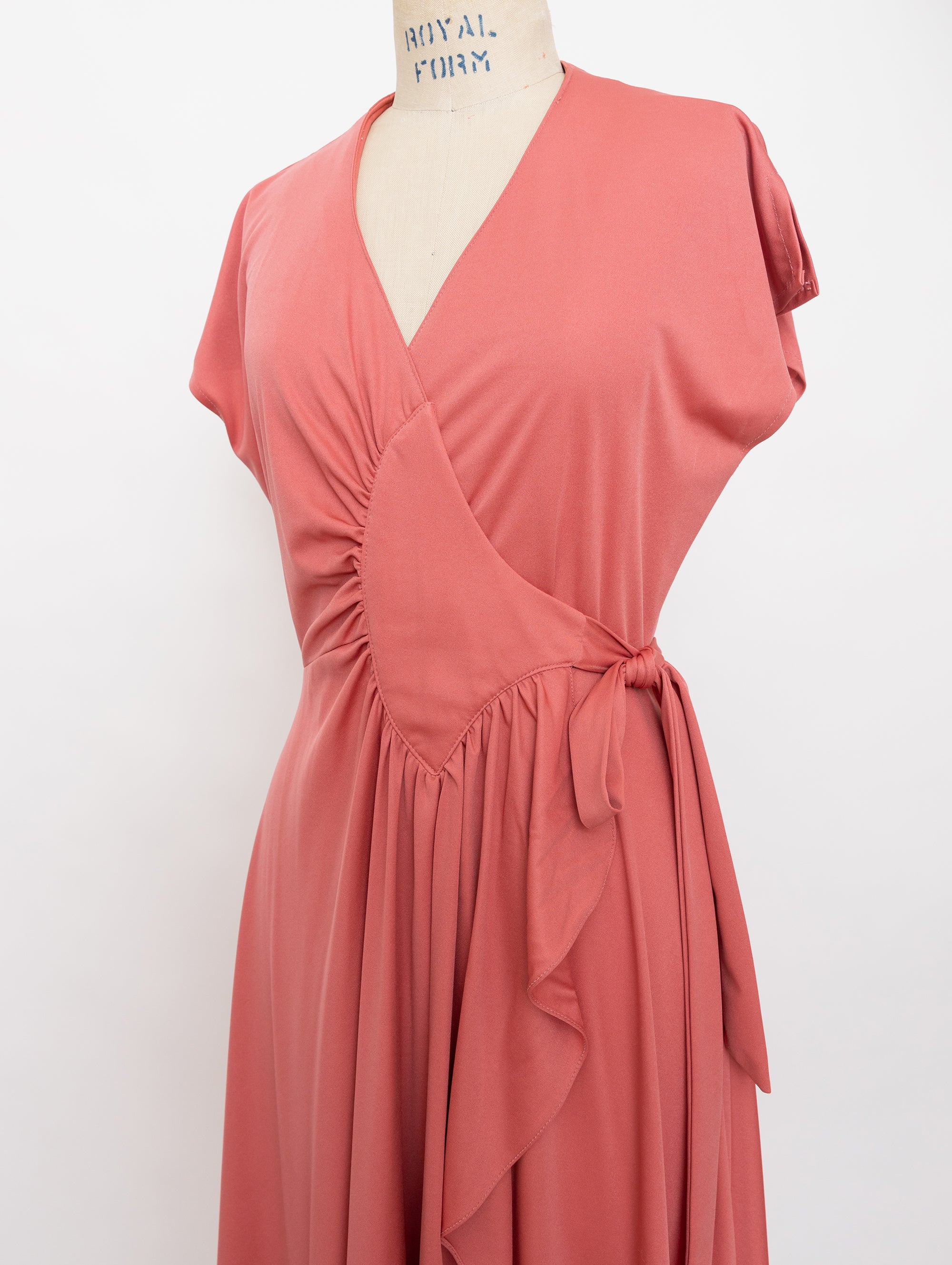 70s jody t dark pink wrap dress