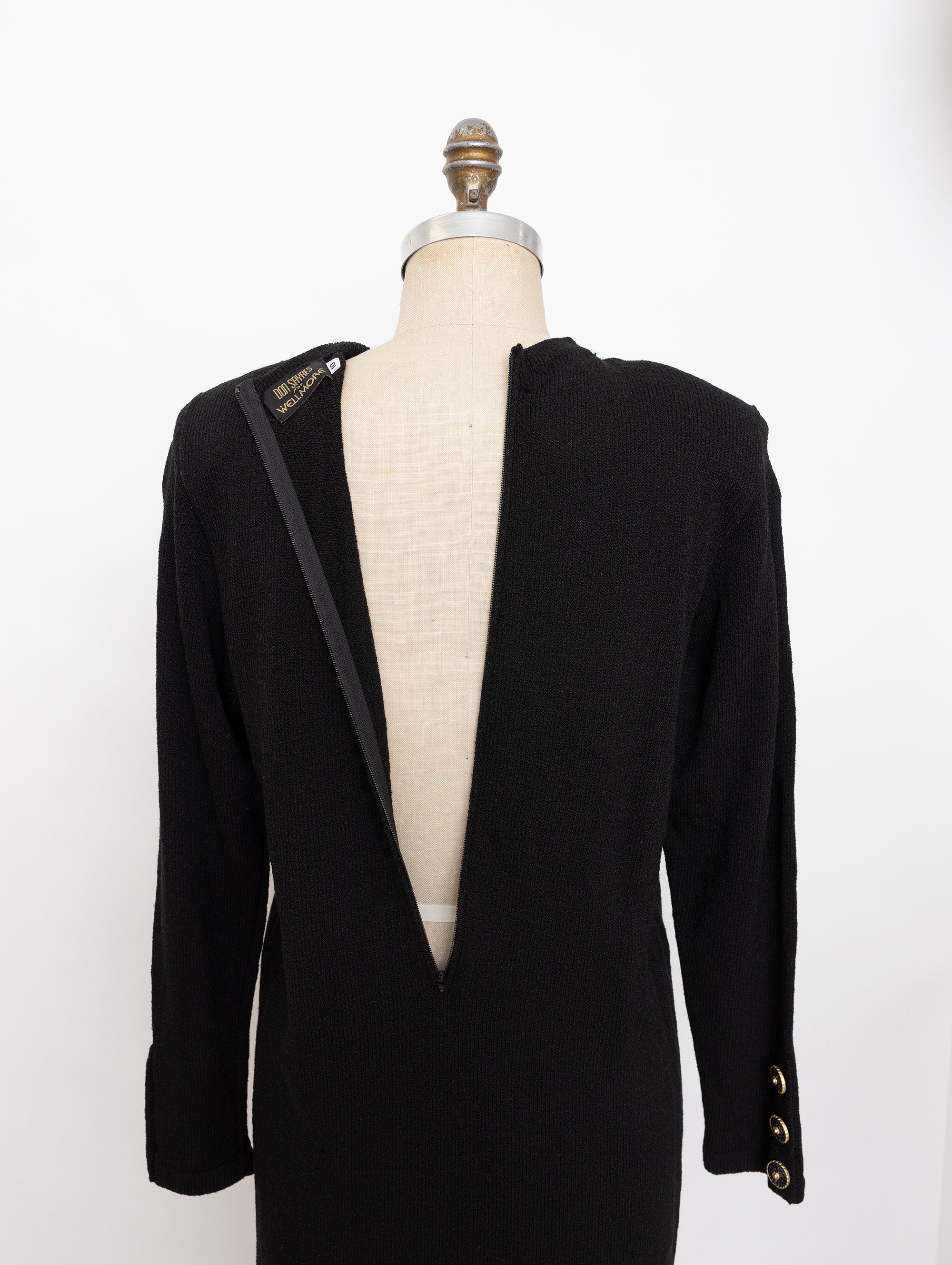 80s black long sleeve sweater dress with multistripes