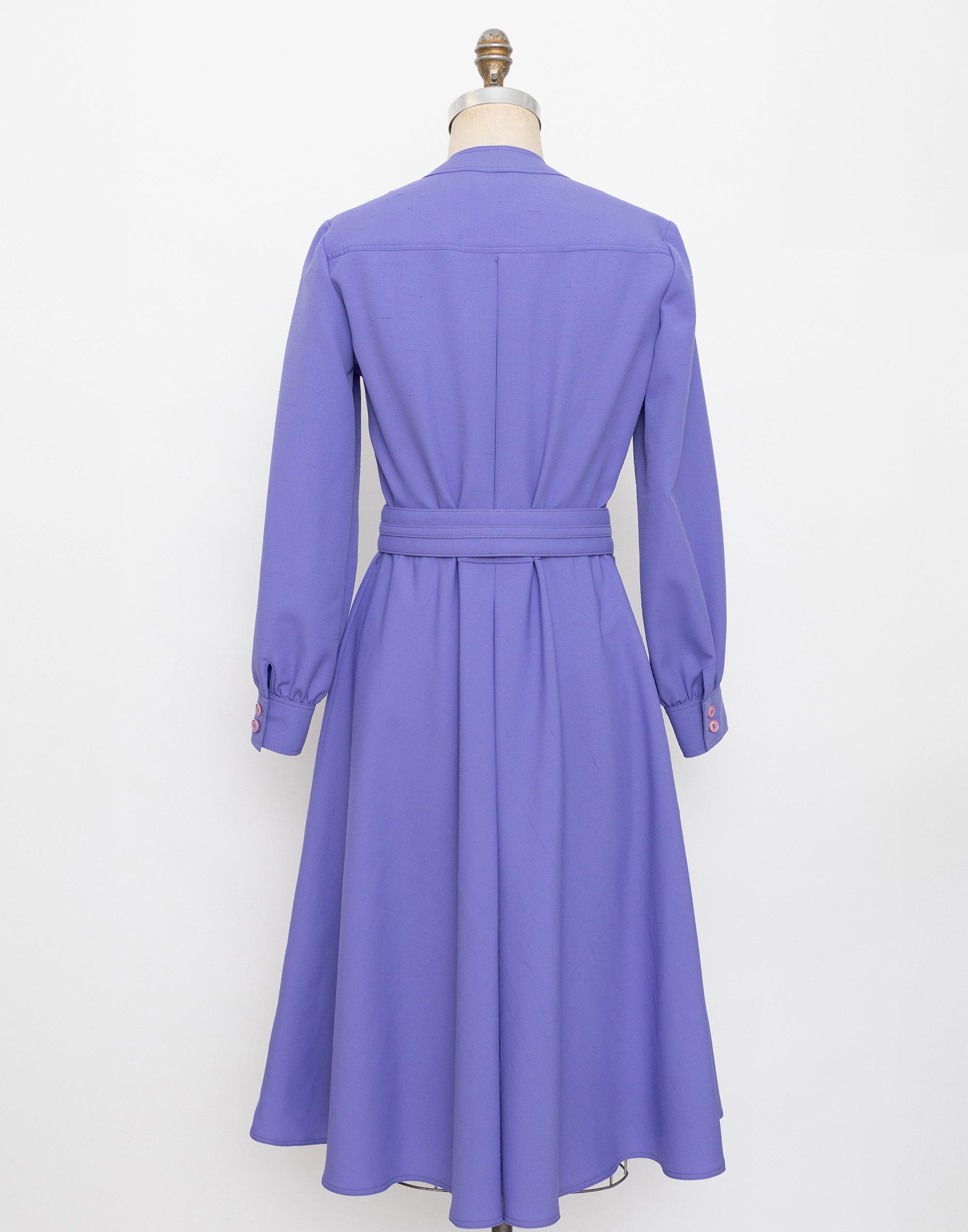60s randazzo lilac long sleeve shirt dress with pockets and belt