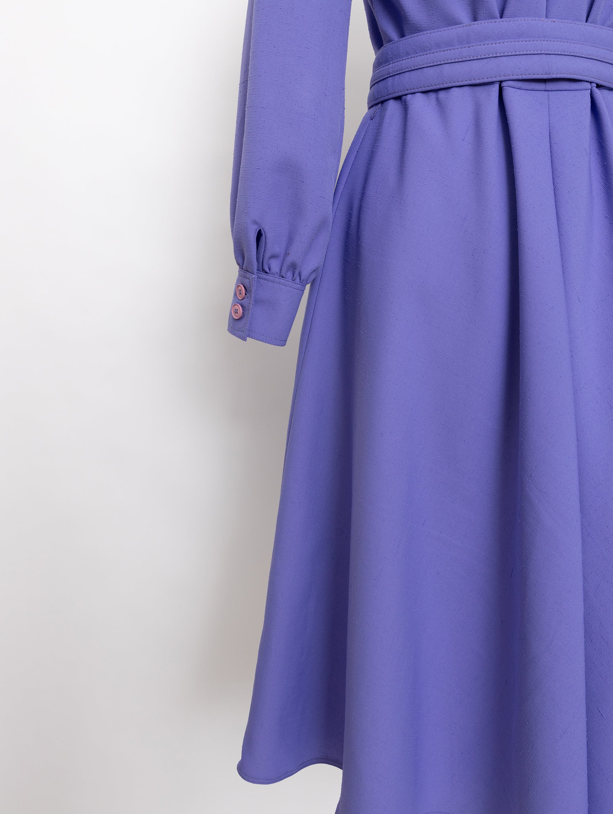 60s randazzo lilac long sleeve shirt dress with pockets and belt