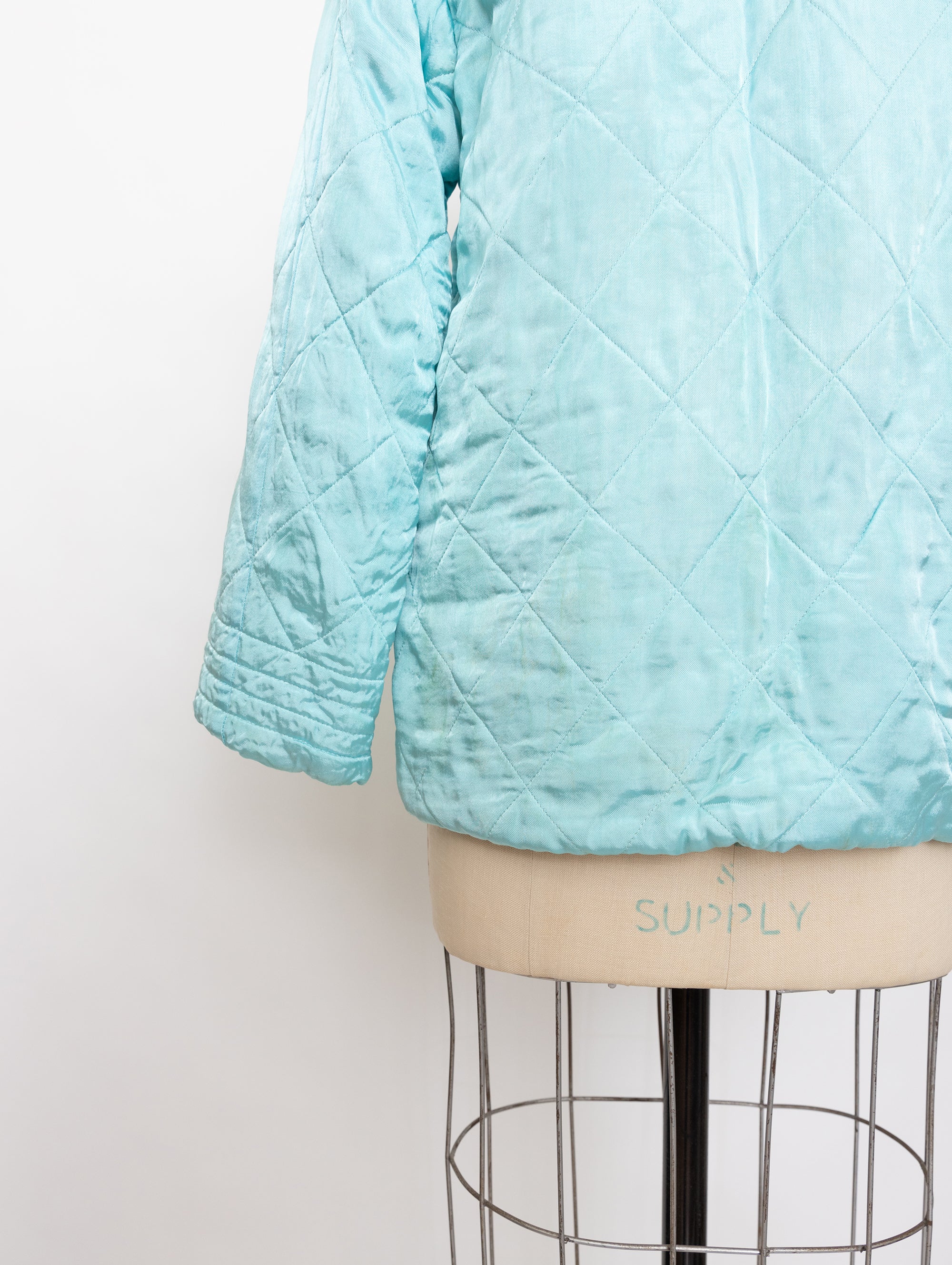 80s aqua satin embroidered jacket
