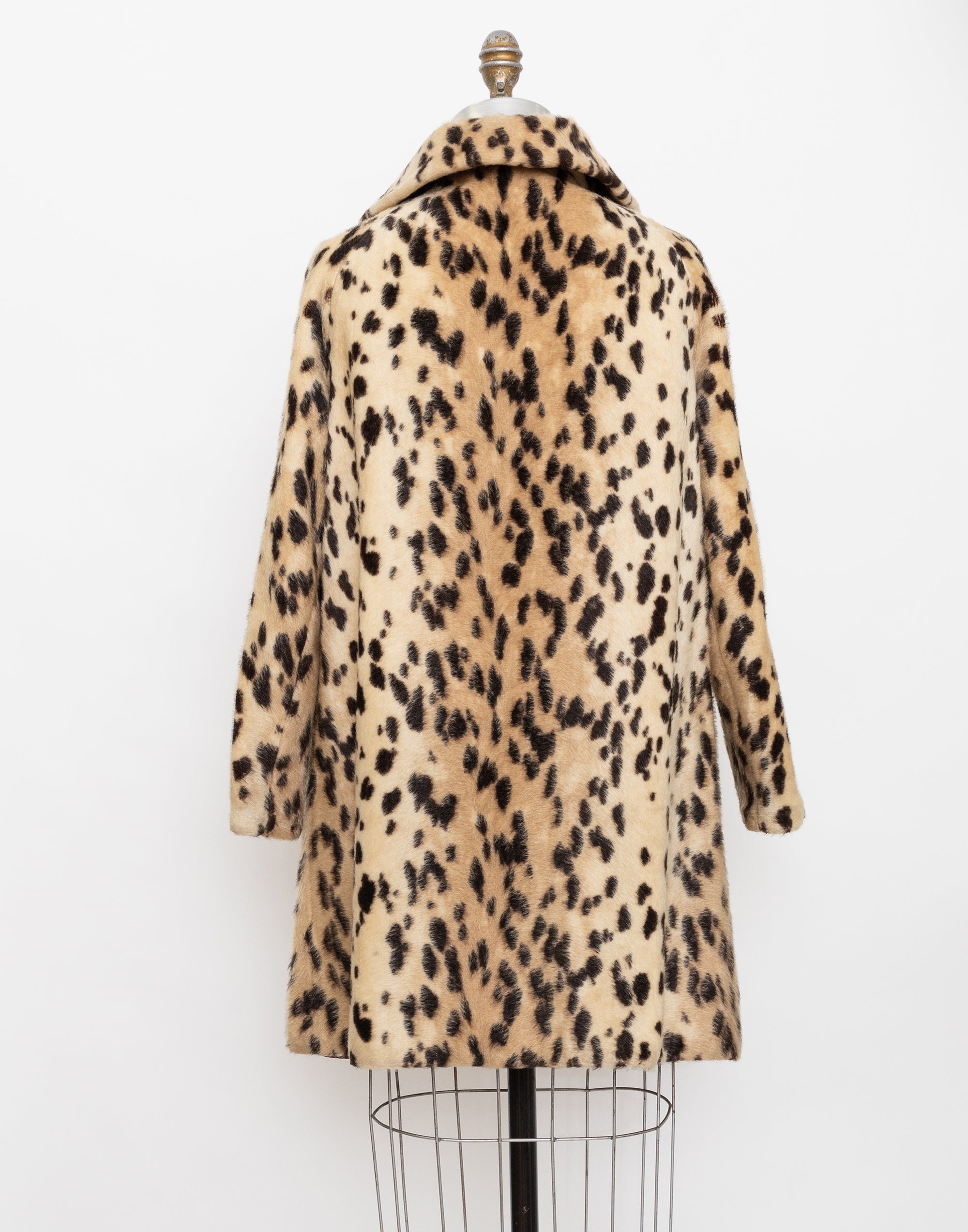 70s safari sportowne faux fur cheetah print coat