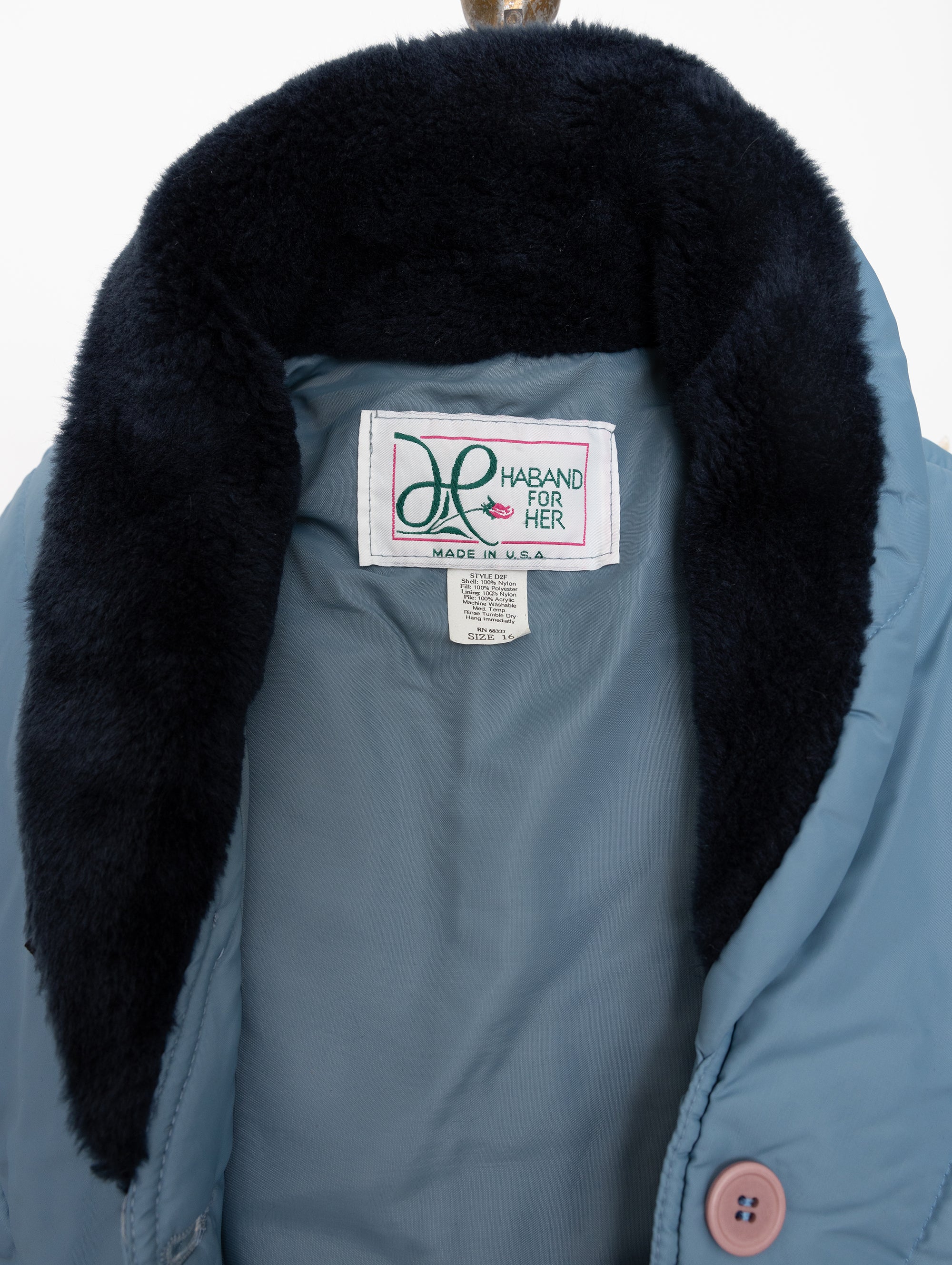 80s haband dusty blue quilted jacket