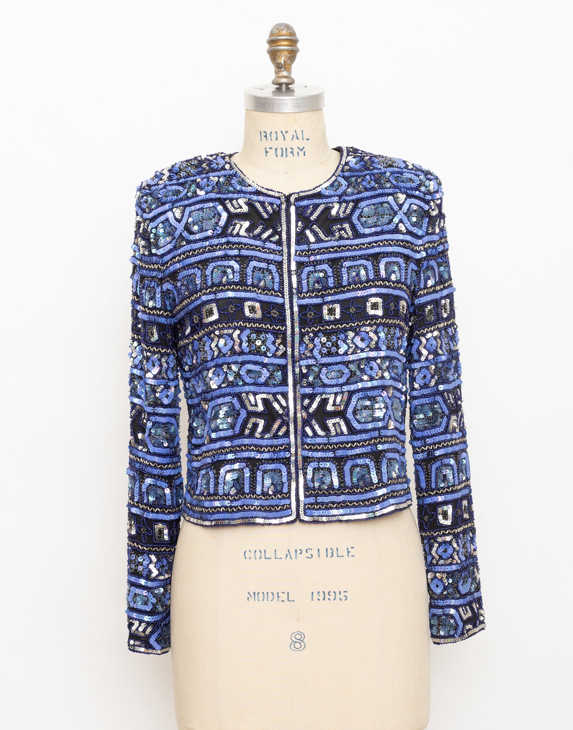 90s blue and silver sequin jacket