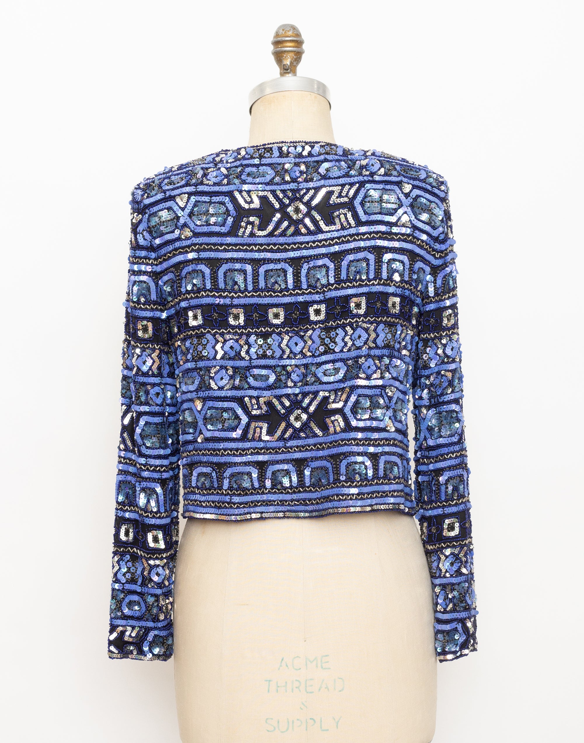 90s blue and silver sequin jacket