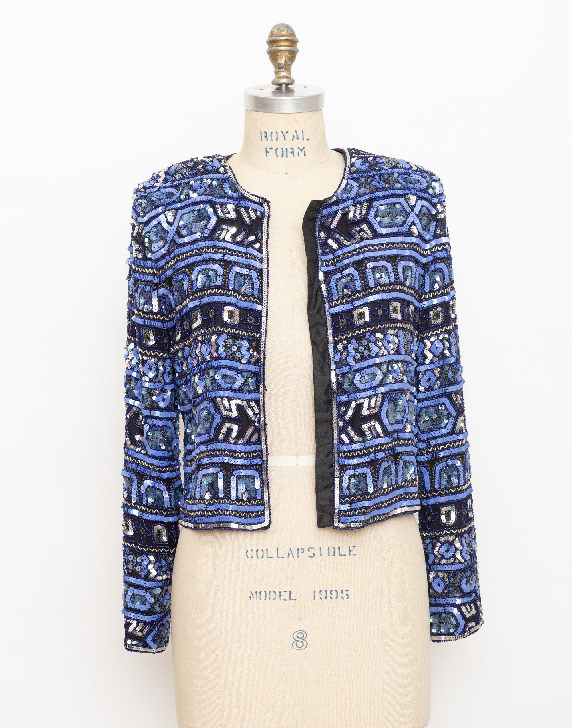 90s blue and silver sequin jacket