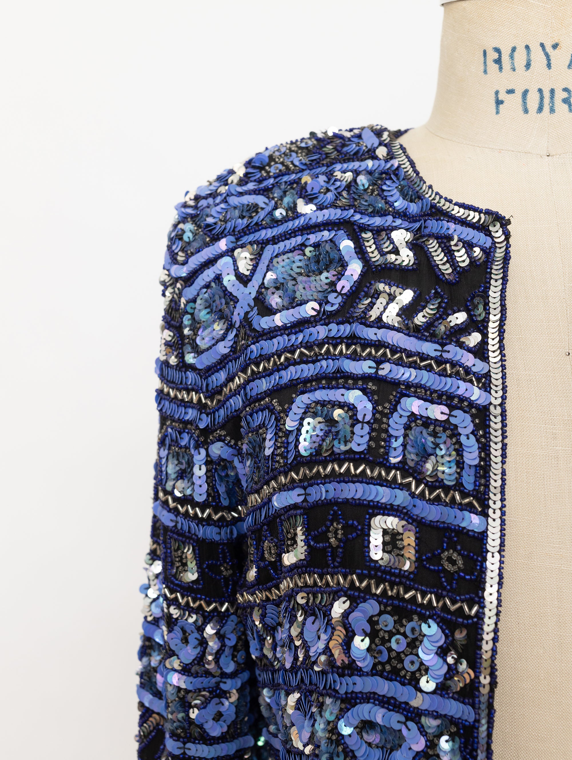90s blue and silver sequin jacket