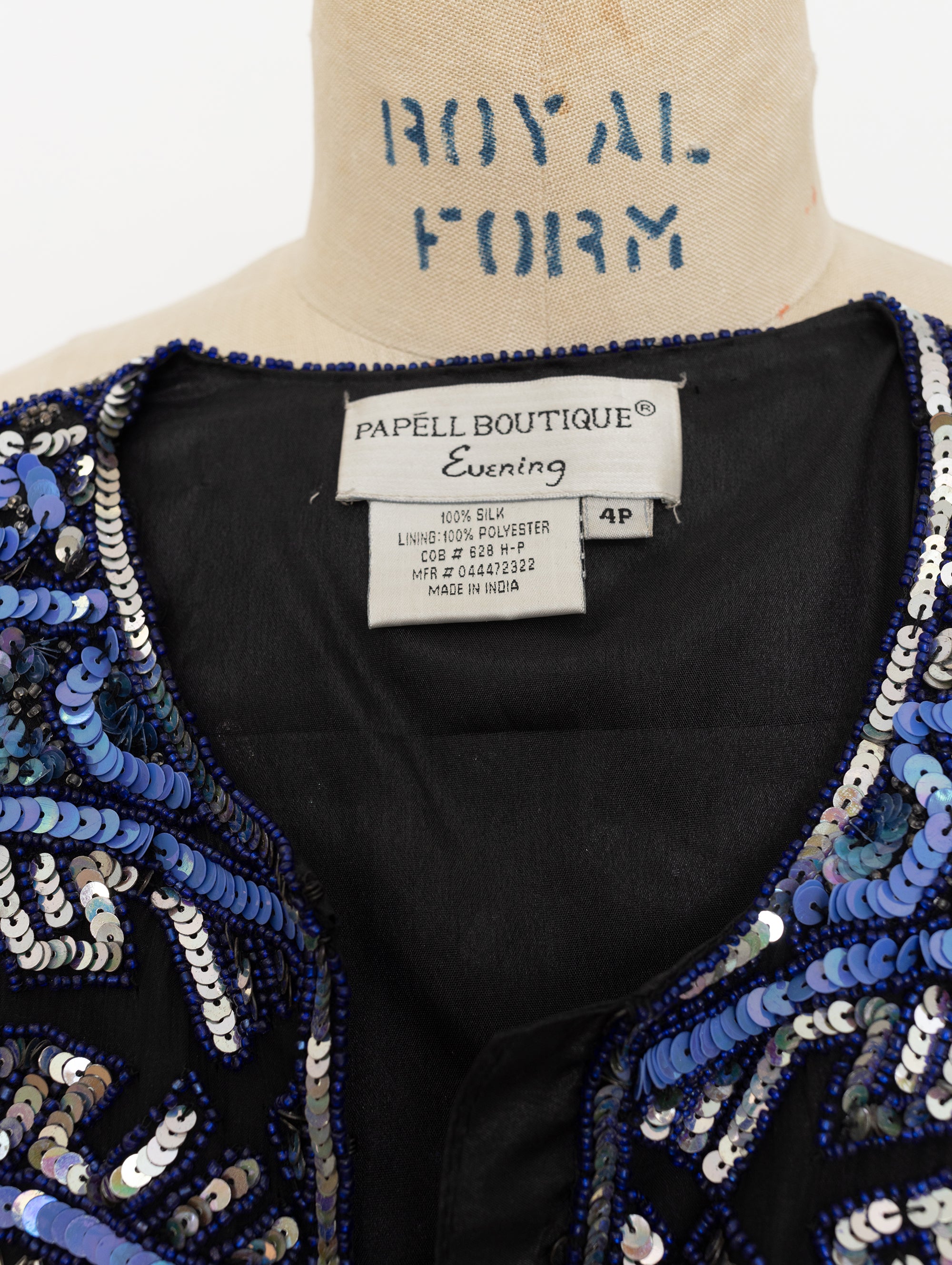 90s blue and silver sequin jacket