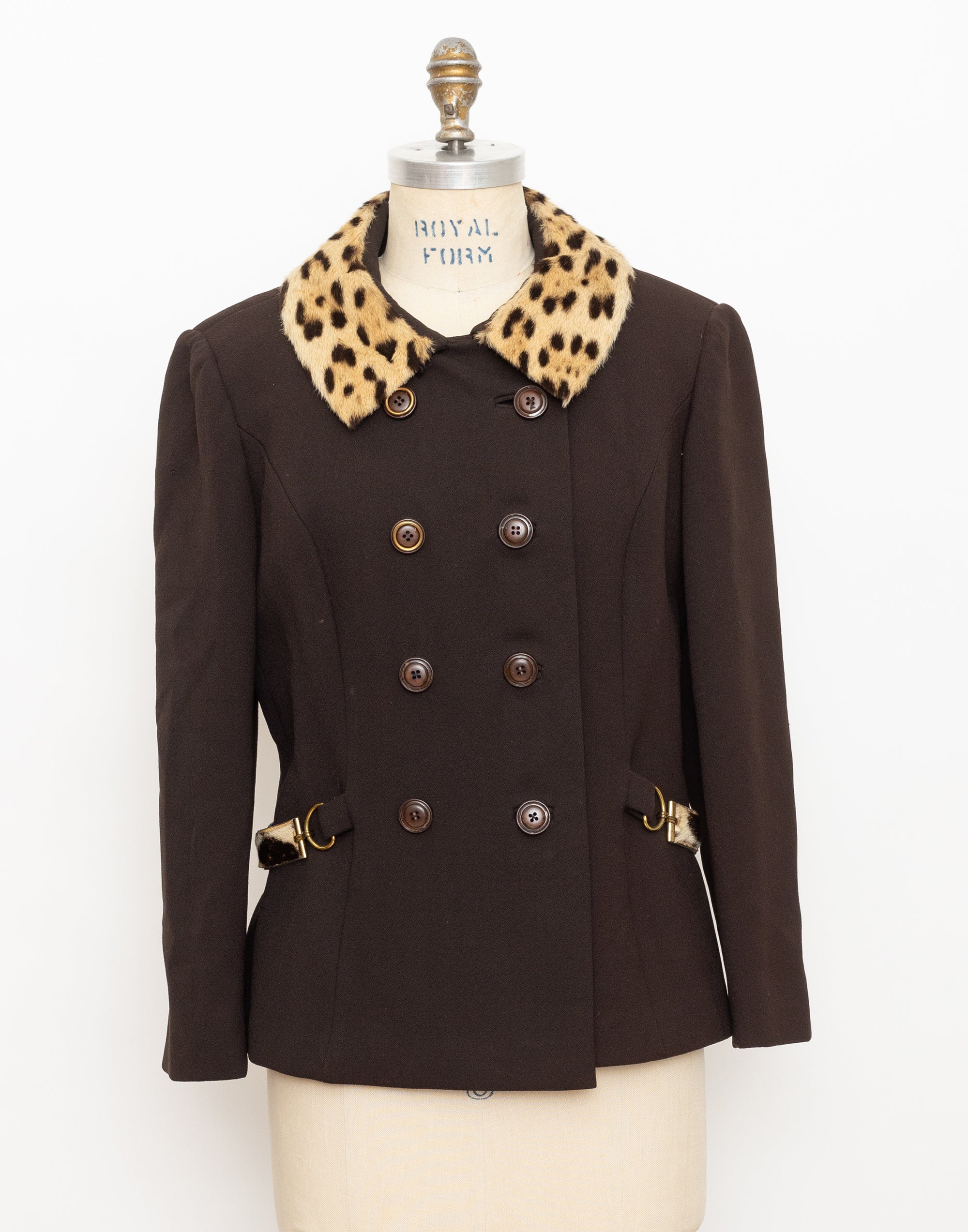 60s john wanamaker brown double breasted fur collar jacket