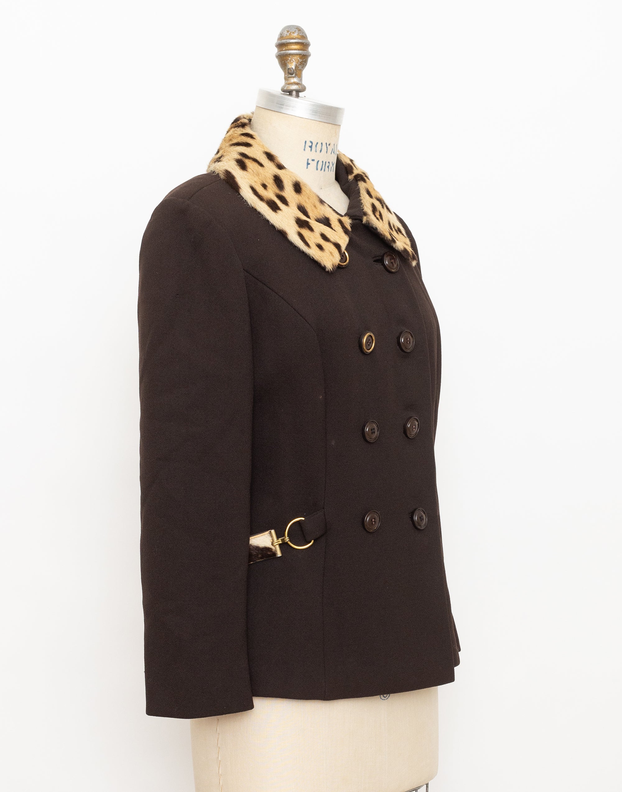 60s john wanamaker brown double breasted fur collar jacket