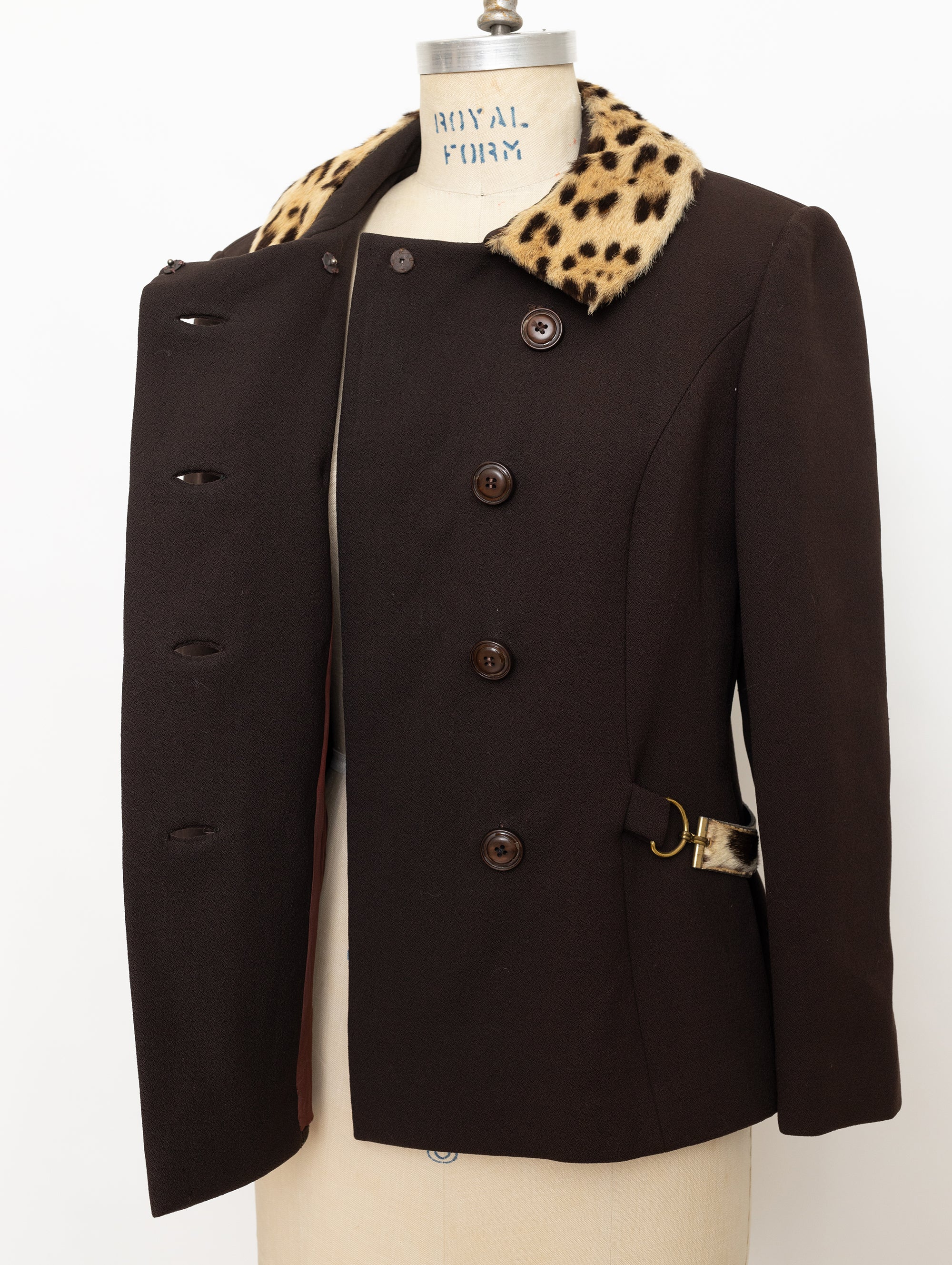 60s john wanamaker brown double breasted fur collar jacket