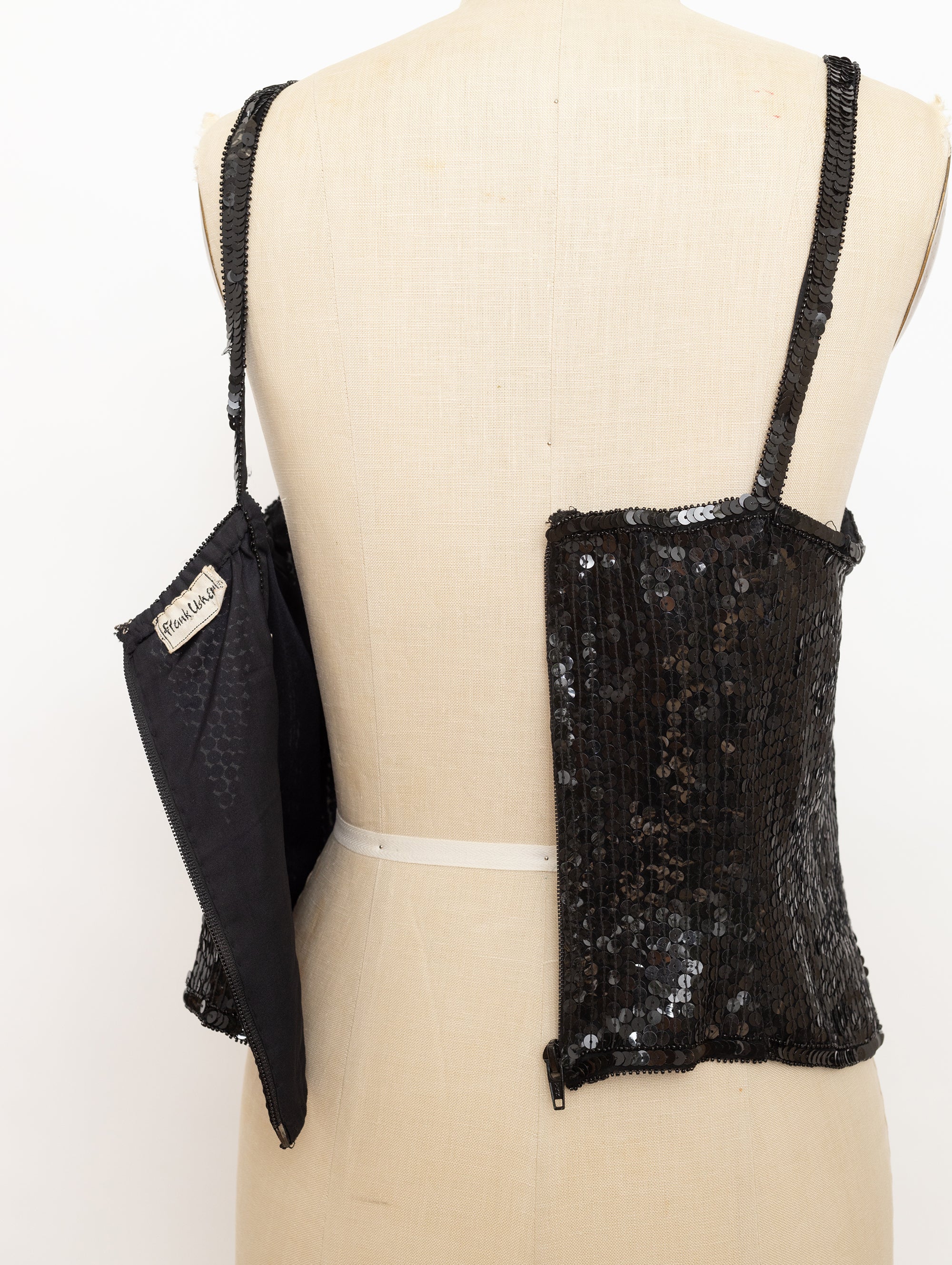 80s frank usher black sequin bustier top