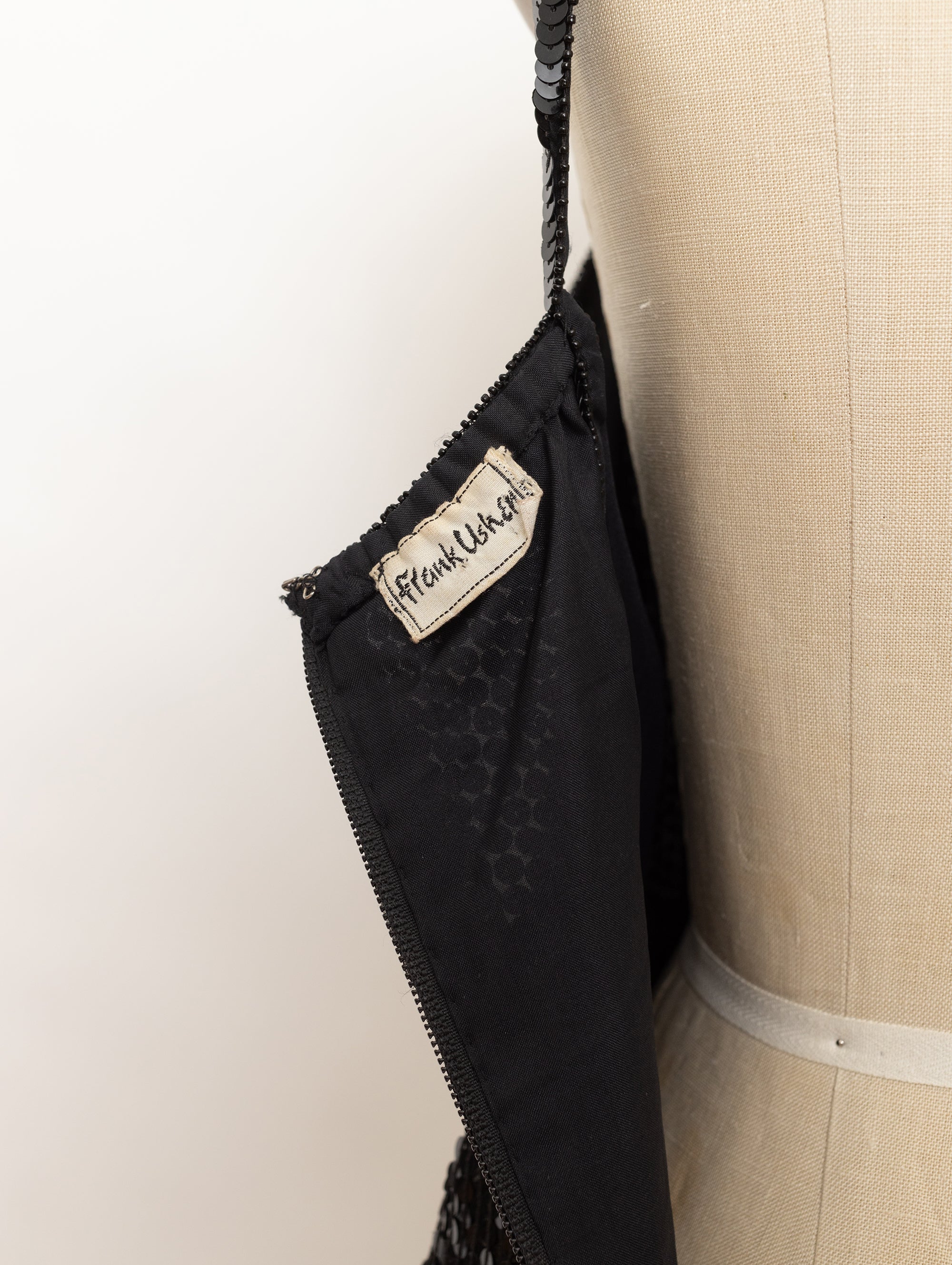 80s frank usher black sequin bustier top