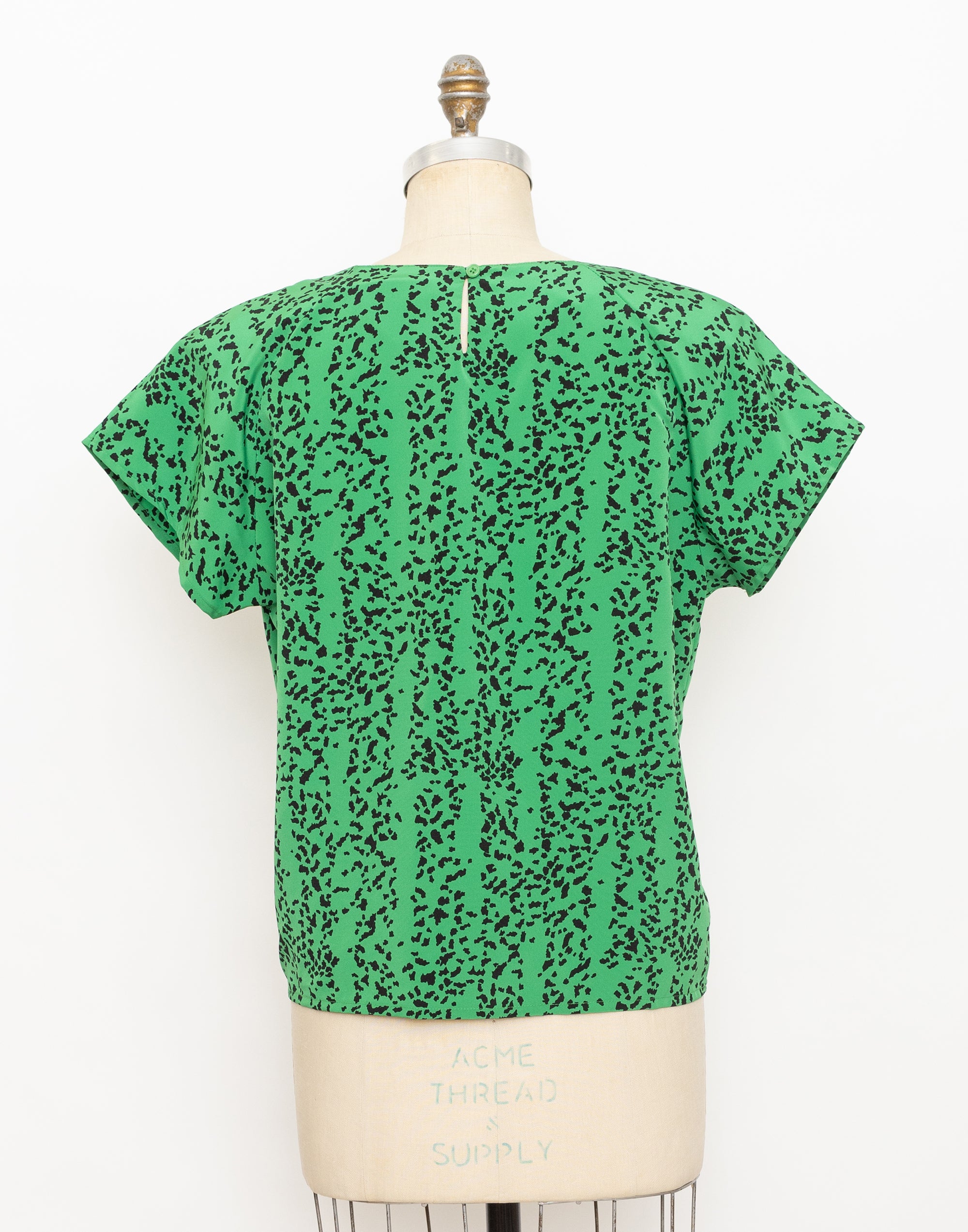90s impressions green and black abstract spots top