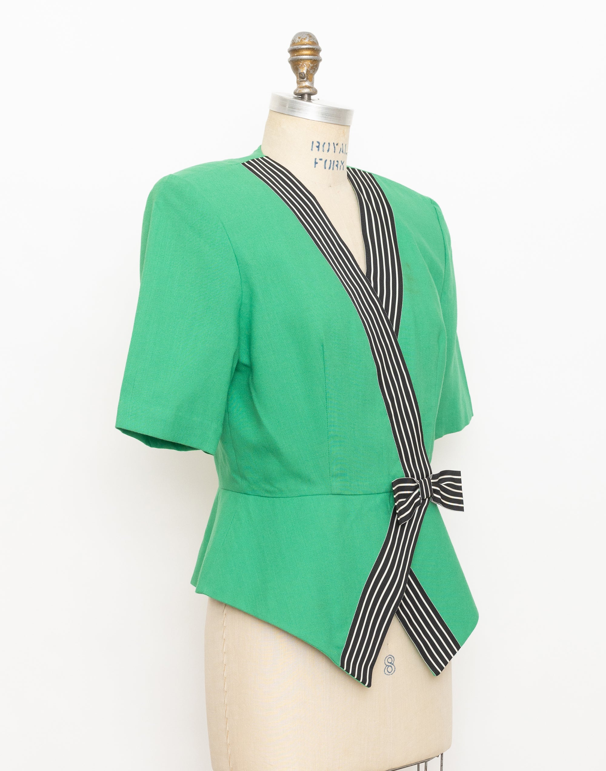80s caron green blazer top