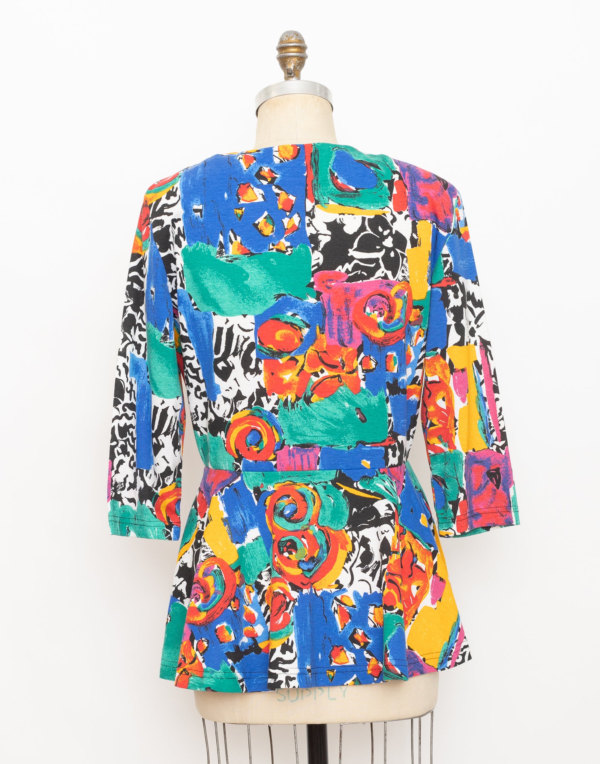 80s/90s Pinwheels multicolored abstract print top 3