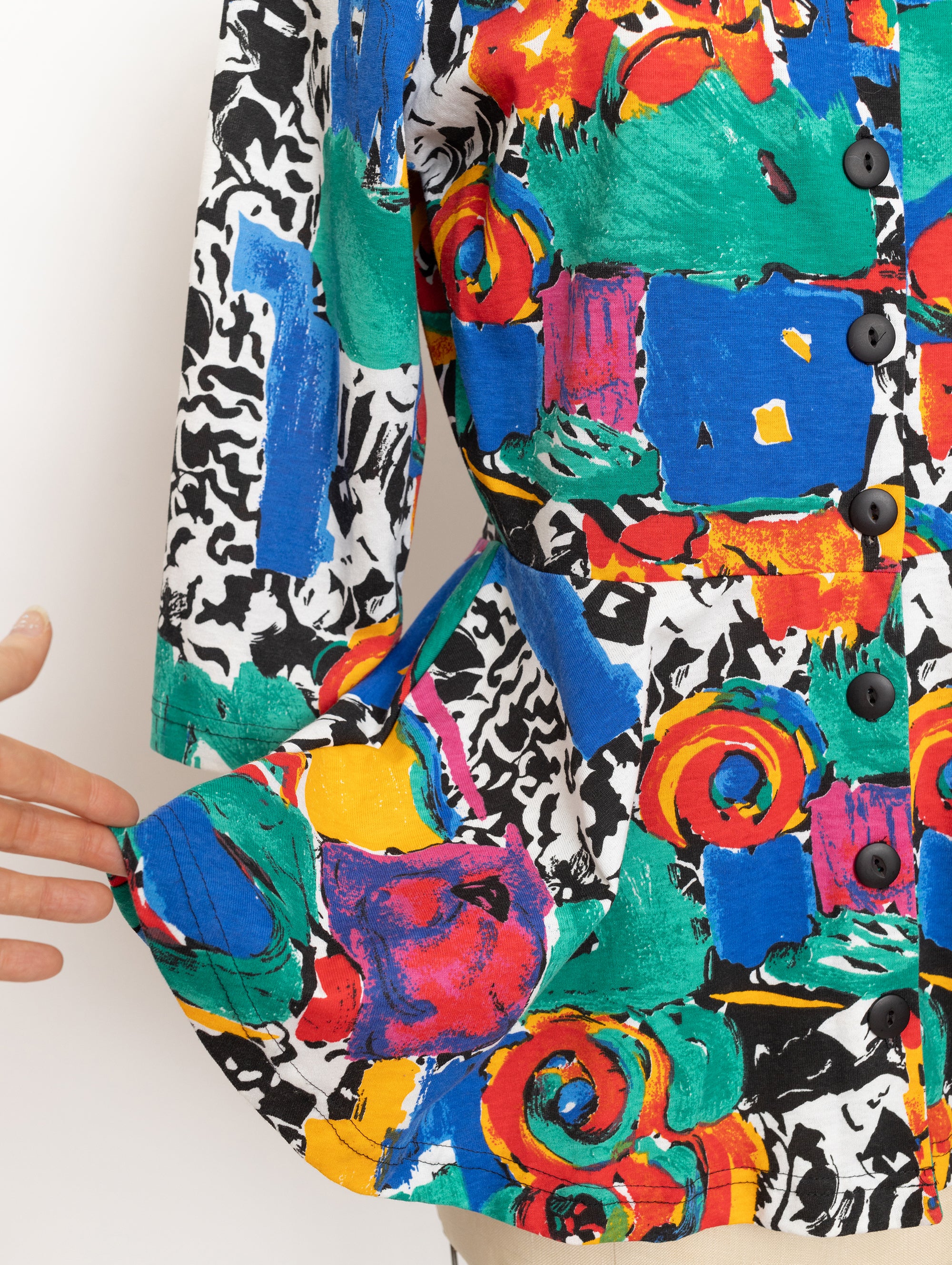 80s/90s Pinwheels multicolored abstract print top 5