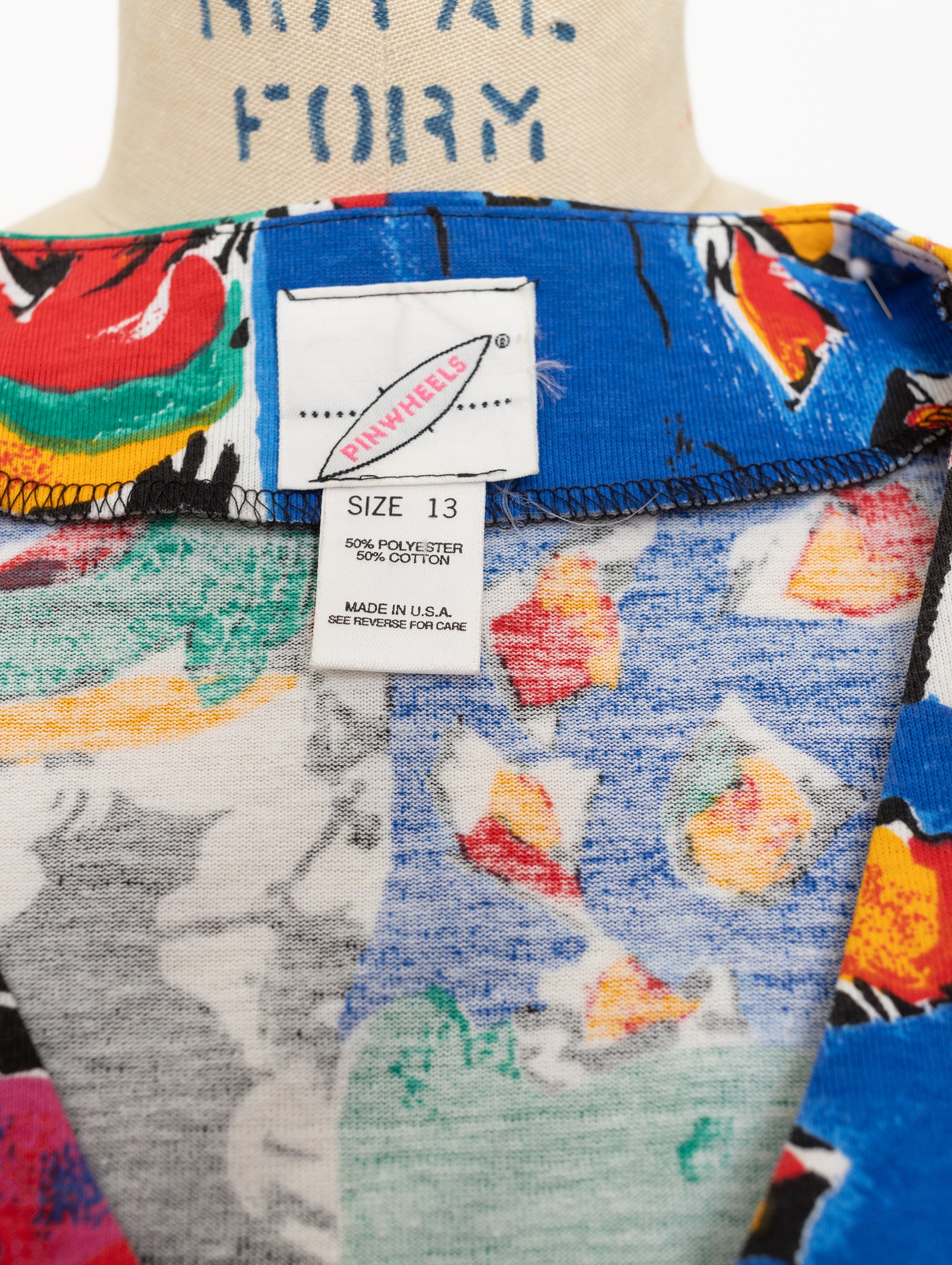 80s/90s Pinwheels multicolored abstract print top 6