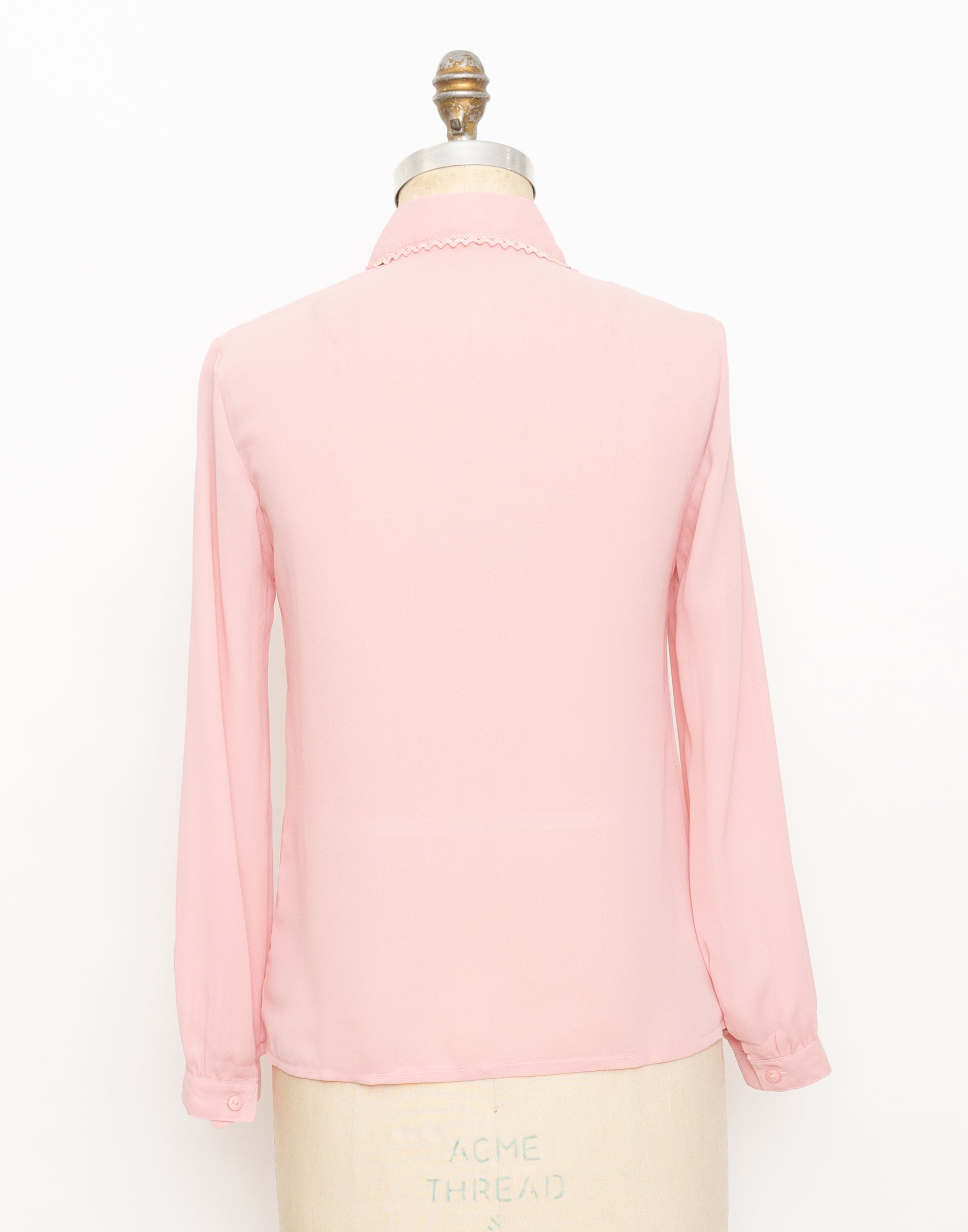 70s dusty pink pin tuck sweet floral blouse
