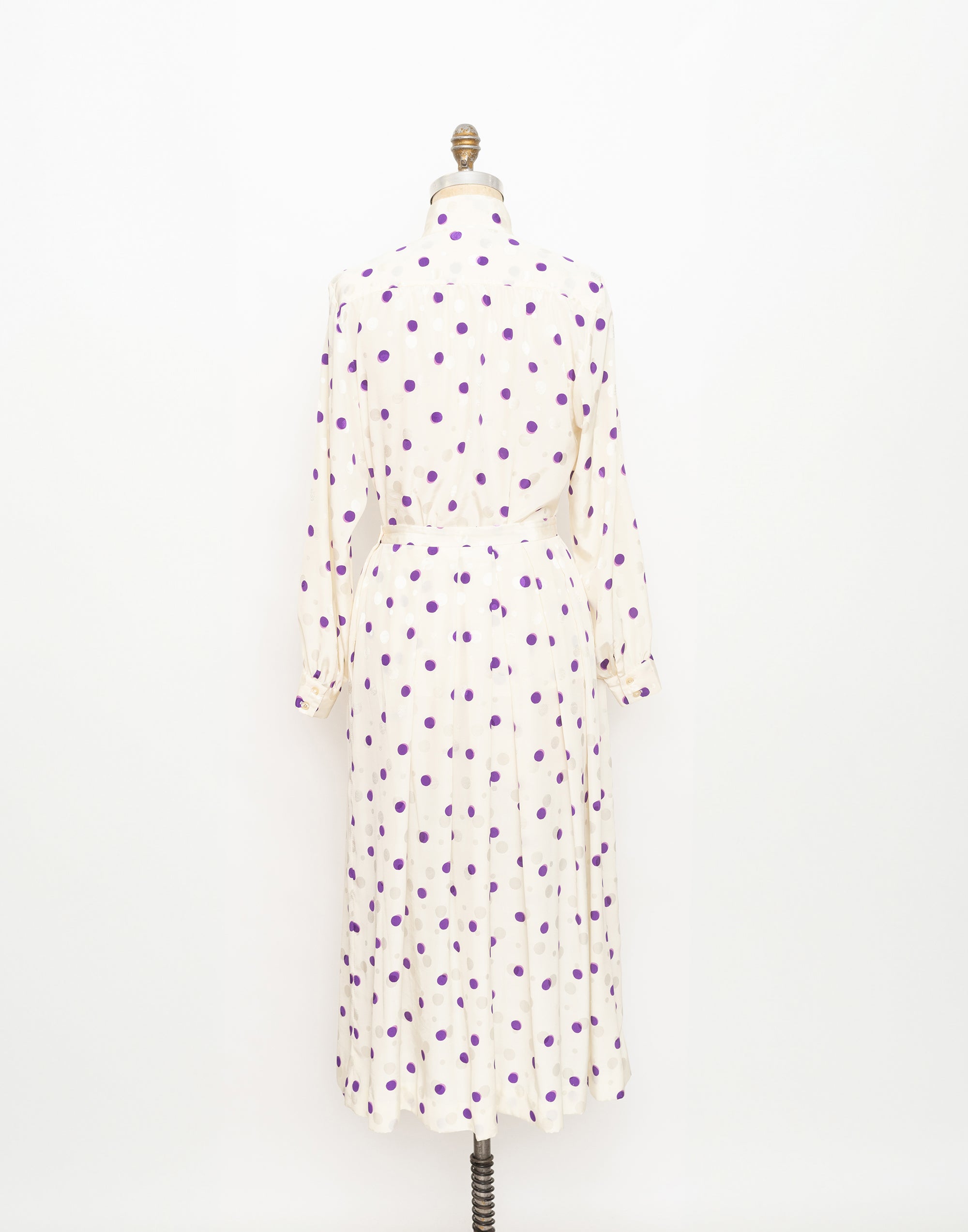 80s cream and purple polka dot set