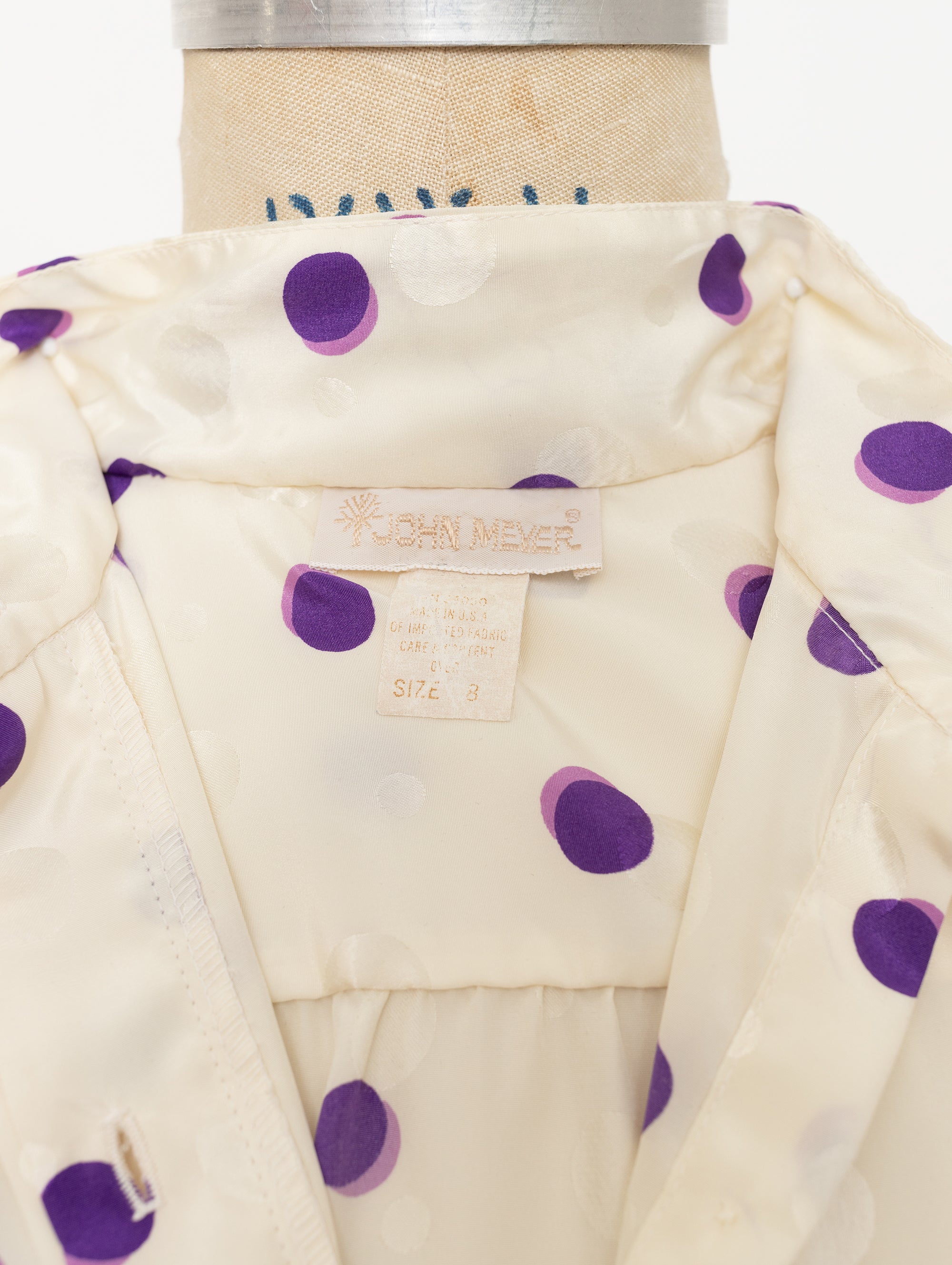 80s cream and purple polka dot set