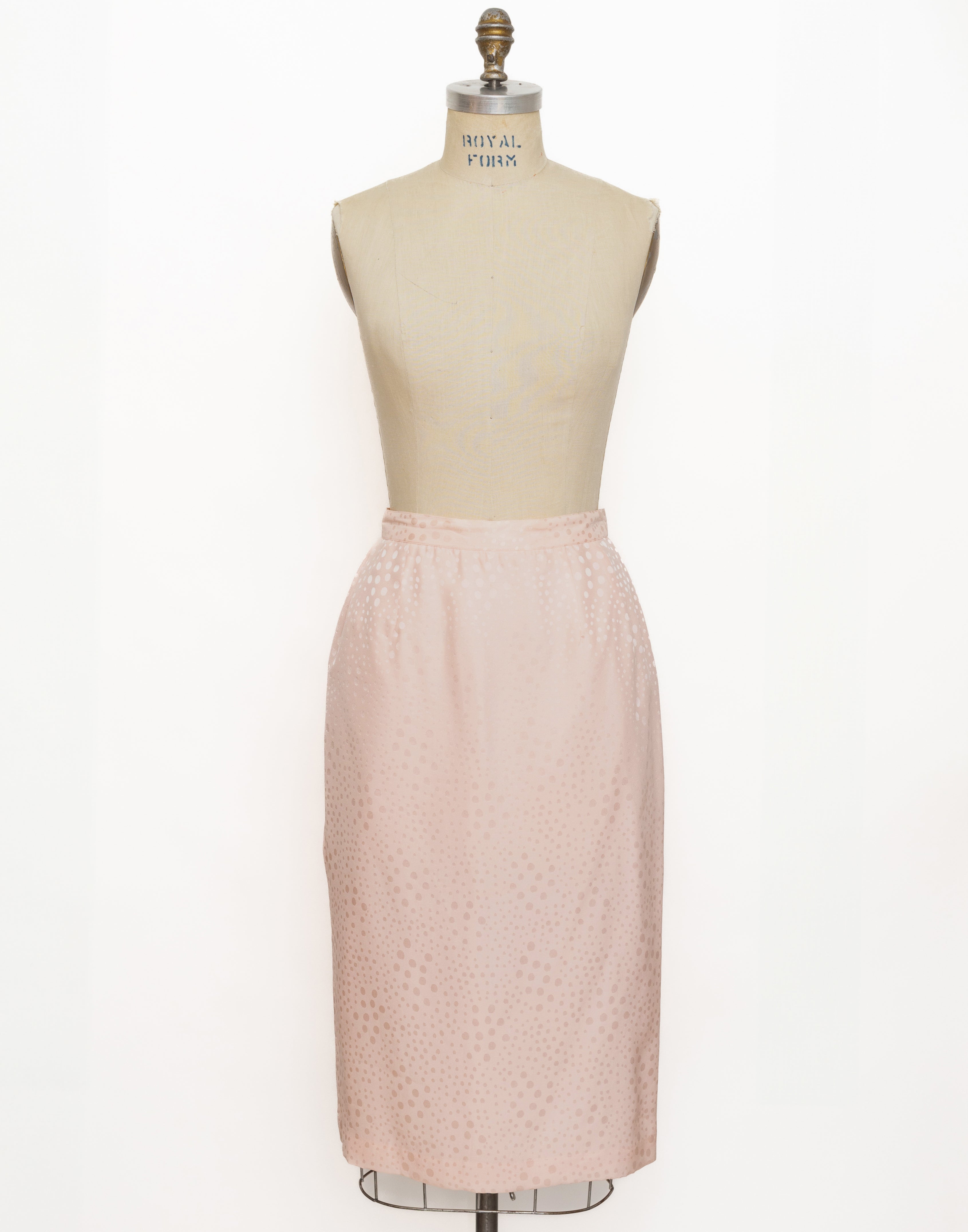 80s/90s St. Gillian Silks blush pink polka dot puffy sleeve peplum set with rhinestone belt 4